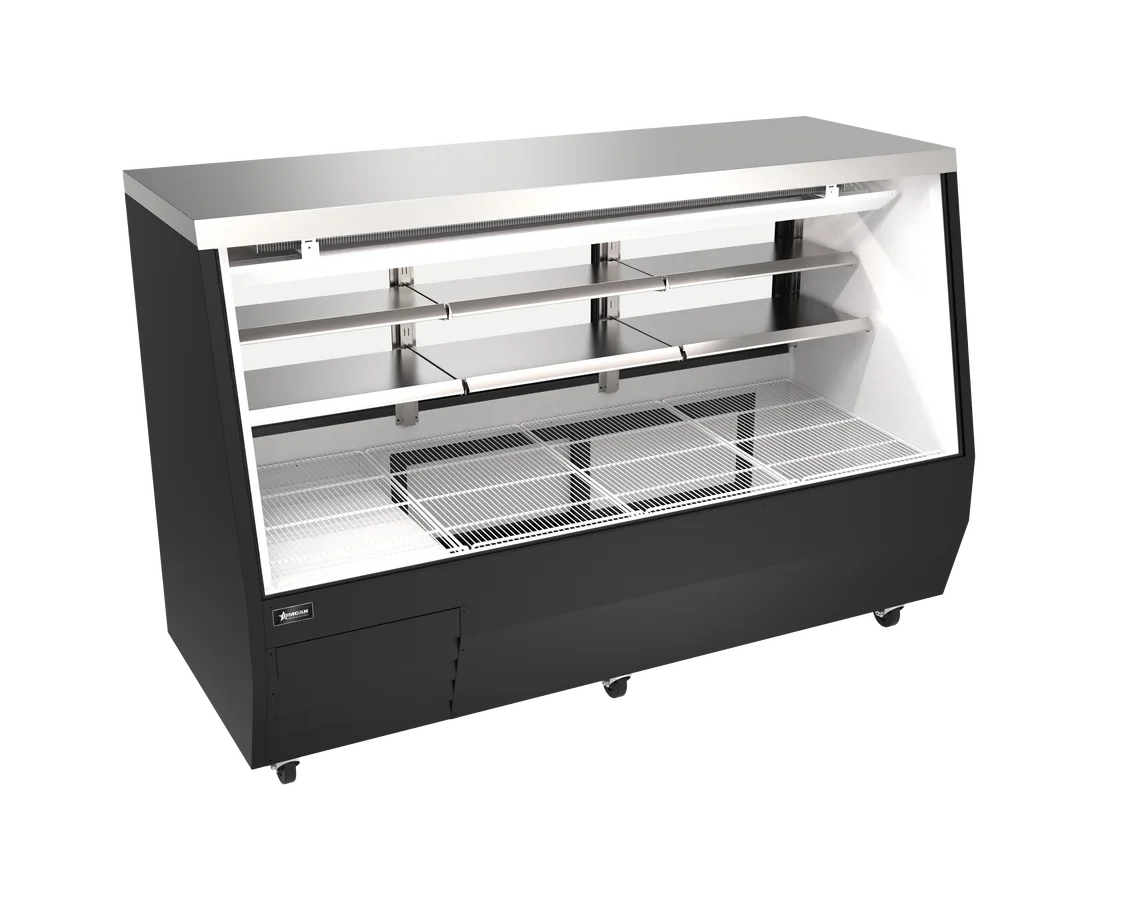 84″ Square Glass Refrigerated Double-Duty Deli Cabinet, 35.92 cu. ft. (1017 L), Black