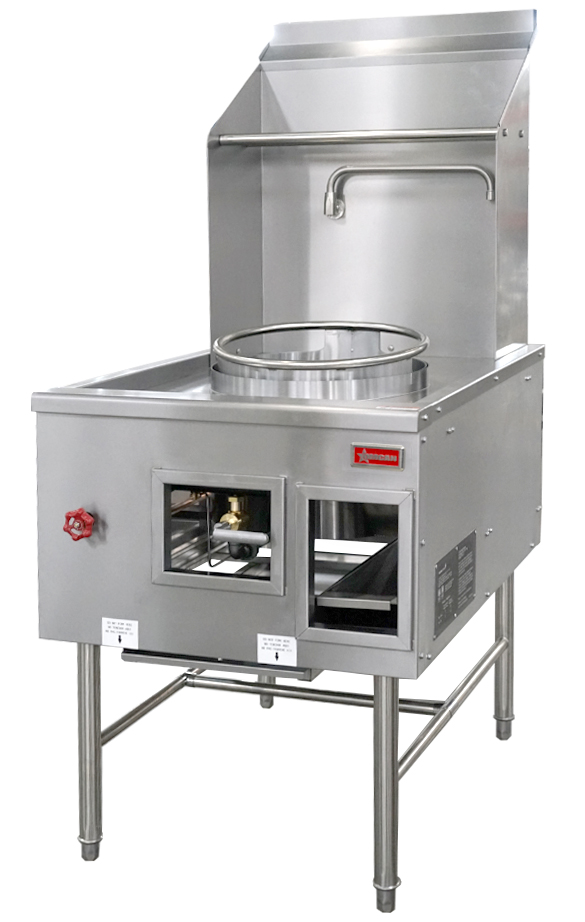 Single Chamber Wok Range with 16″ Ring, Backsplash, Faucet, 125,000 BTU – Natural Gas