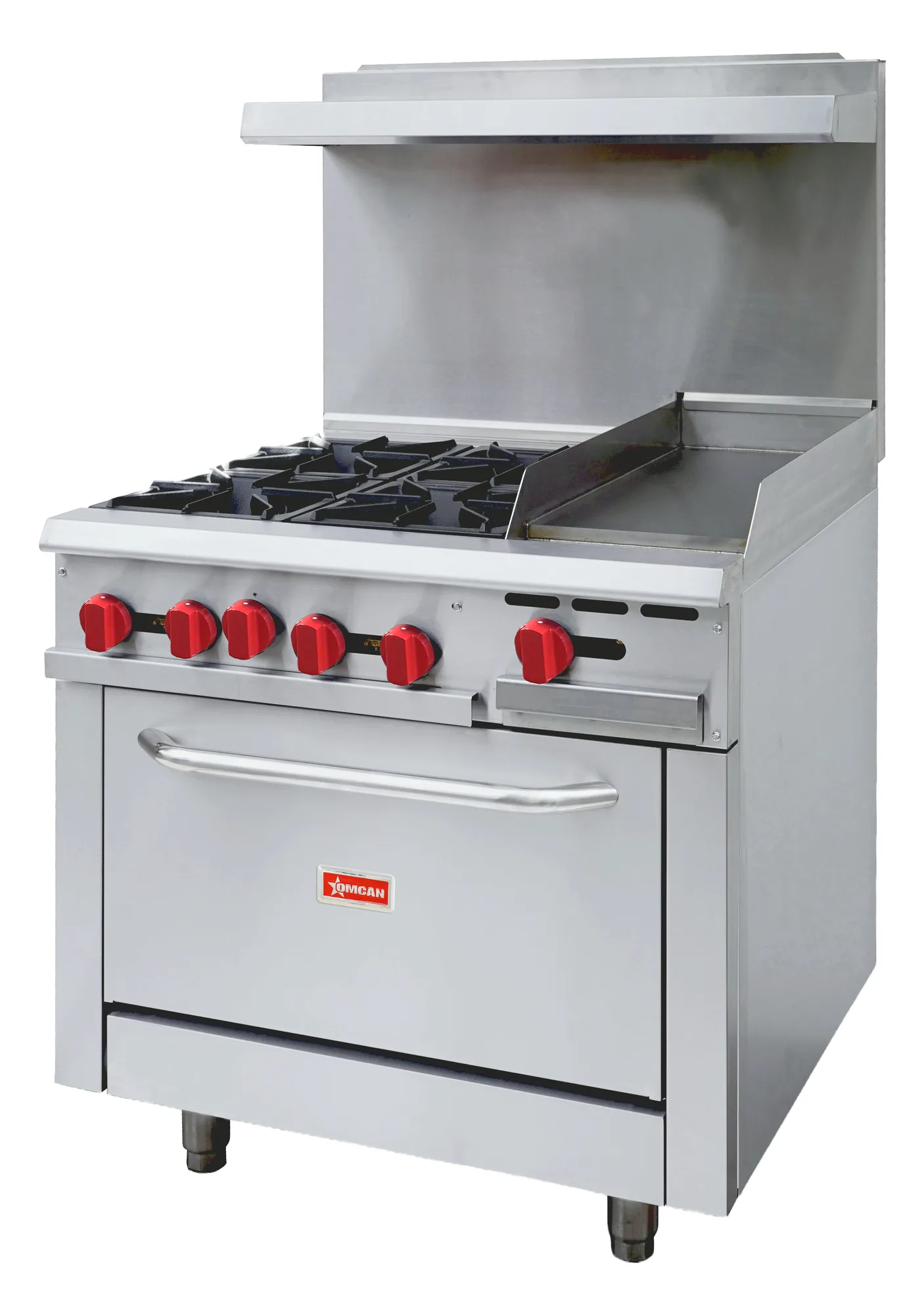 36″ Commercial Gas Range with 4 Burners, 12″ Griddle and Standard Oven 171,000 BTU – Natural Gas