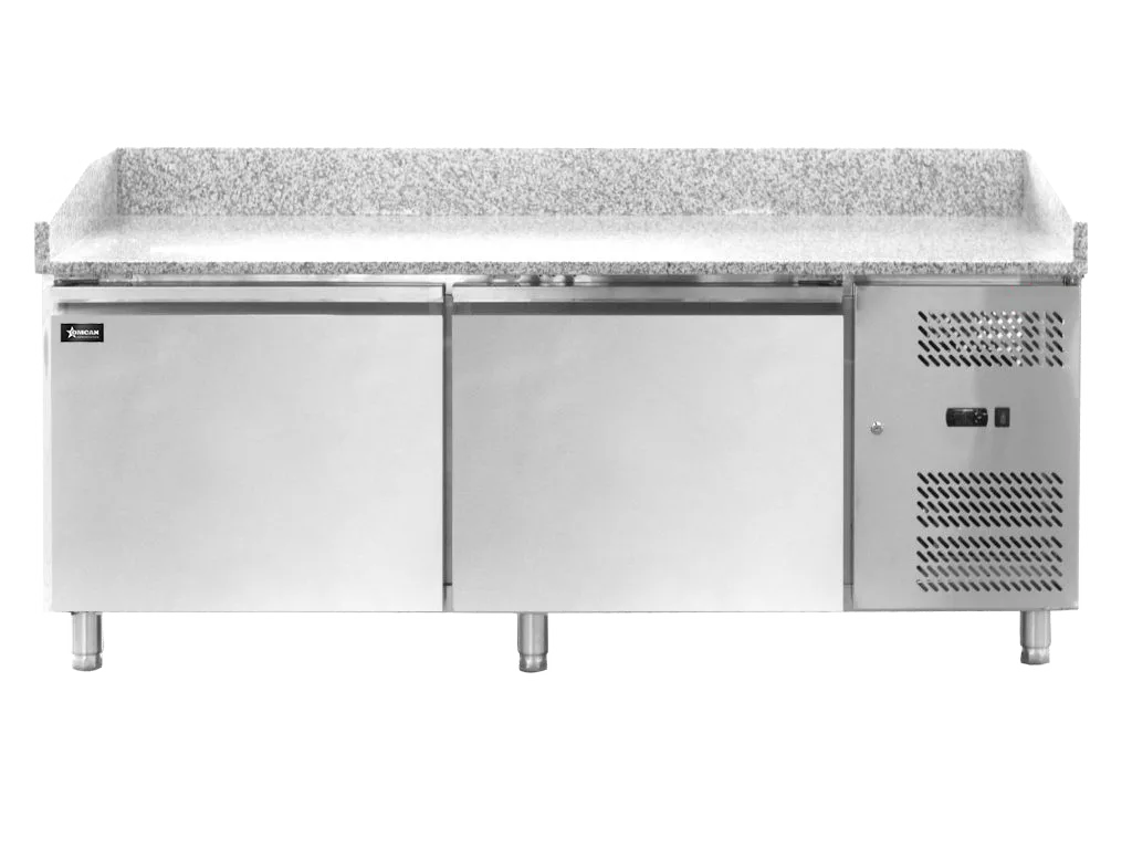 80″ Two (2) Door Granite Top Refrigerated Pizza Prep Table, 20.5 cu. ft. (580 L), Stainless Steel