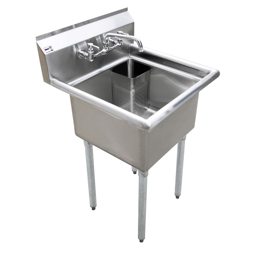 18″ x 18″ x 11″ One Tub Sink with 1.8″ Corner Drain and No Drain Board