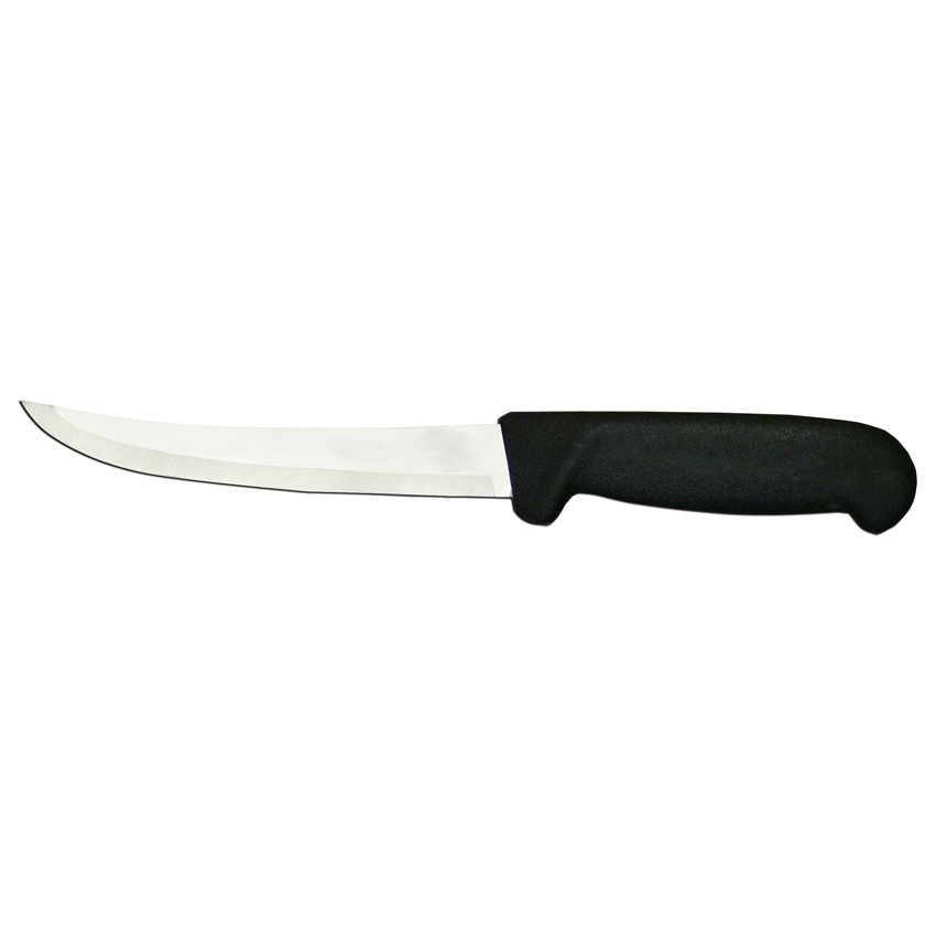 6-inch Curved Blade Boning Knife with Black Polypropylene Handle