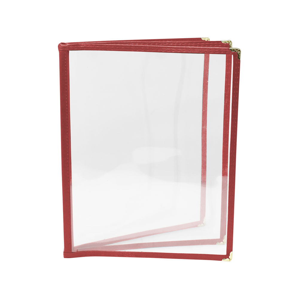 9 1/2″ x 11 3/4″ Red Three-Page Menu Holder