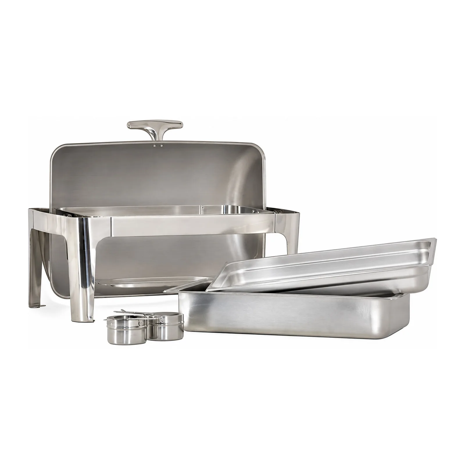 9 L / 9.5 qt Stainless Steel Round Chafing Dish with Roll Top Cover