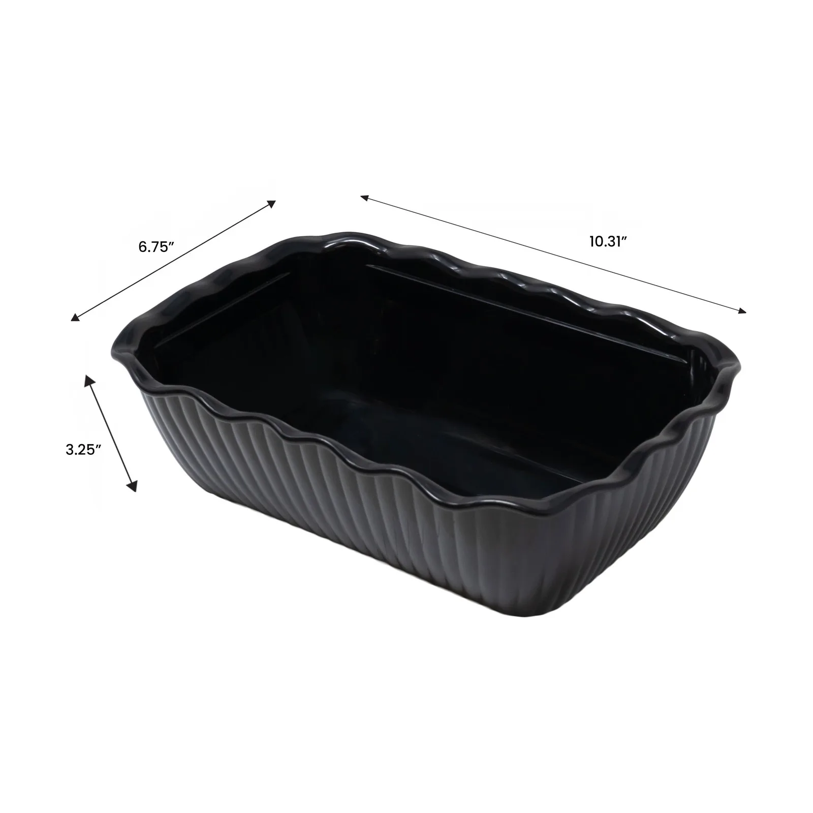 10 5/16″ x 6 3/4″ x 3 1/4″ Black Scalloped Deli Crock 5 lb Capacity NSF