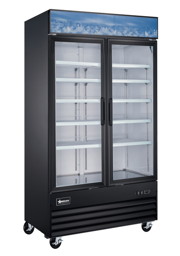 49” Black Display Freezer, 2-Glass Door,  29cu.ft. (821L) Capacity – 110V, 876W