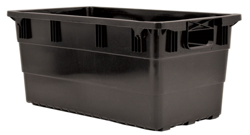 28″ x 15″ x 12 1/2″ Black Polyethylene Bus Box with Open Handles