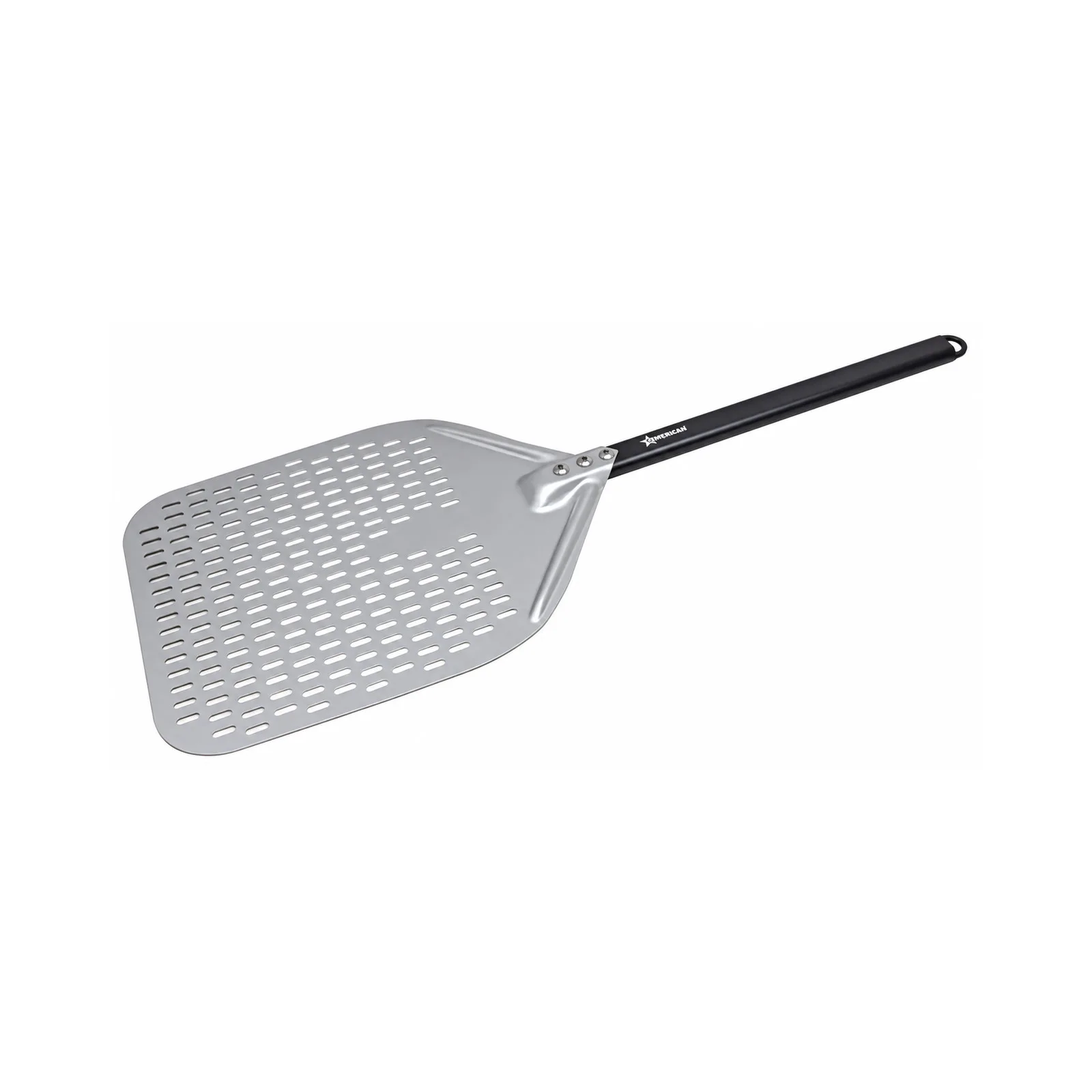 38″ Perforated Aluminum Pizza Peel with 14″ x 17 3/4″ Rectangular Blade