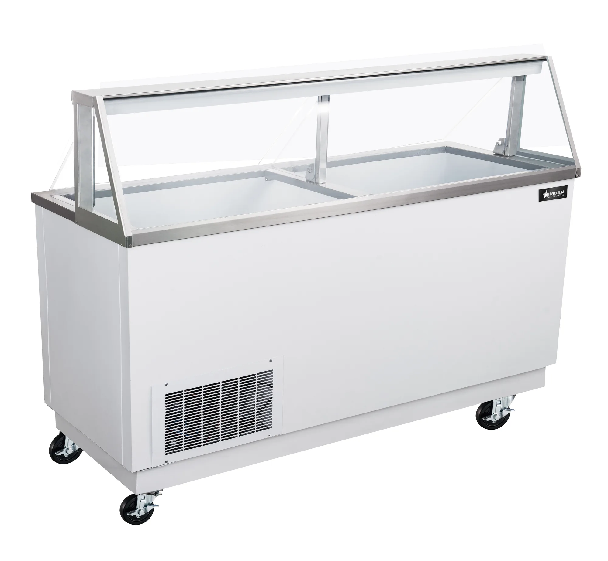 89″ 16+12 Tubs Capacity Ice Cream Dipping Display with Sneeze Guard