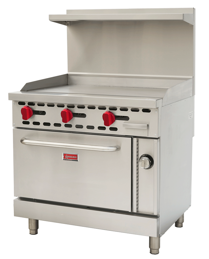 36″ Commercial Gas Range with 36″ Griddle and Standard Oven 93,000 BTU – Natural Gas