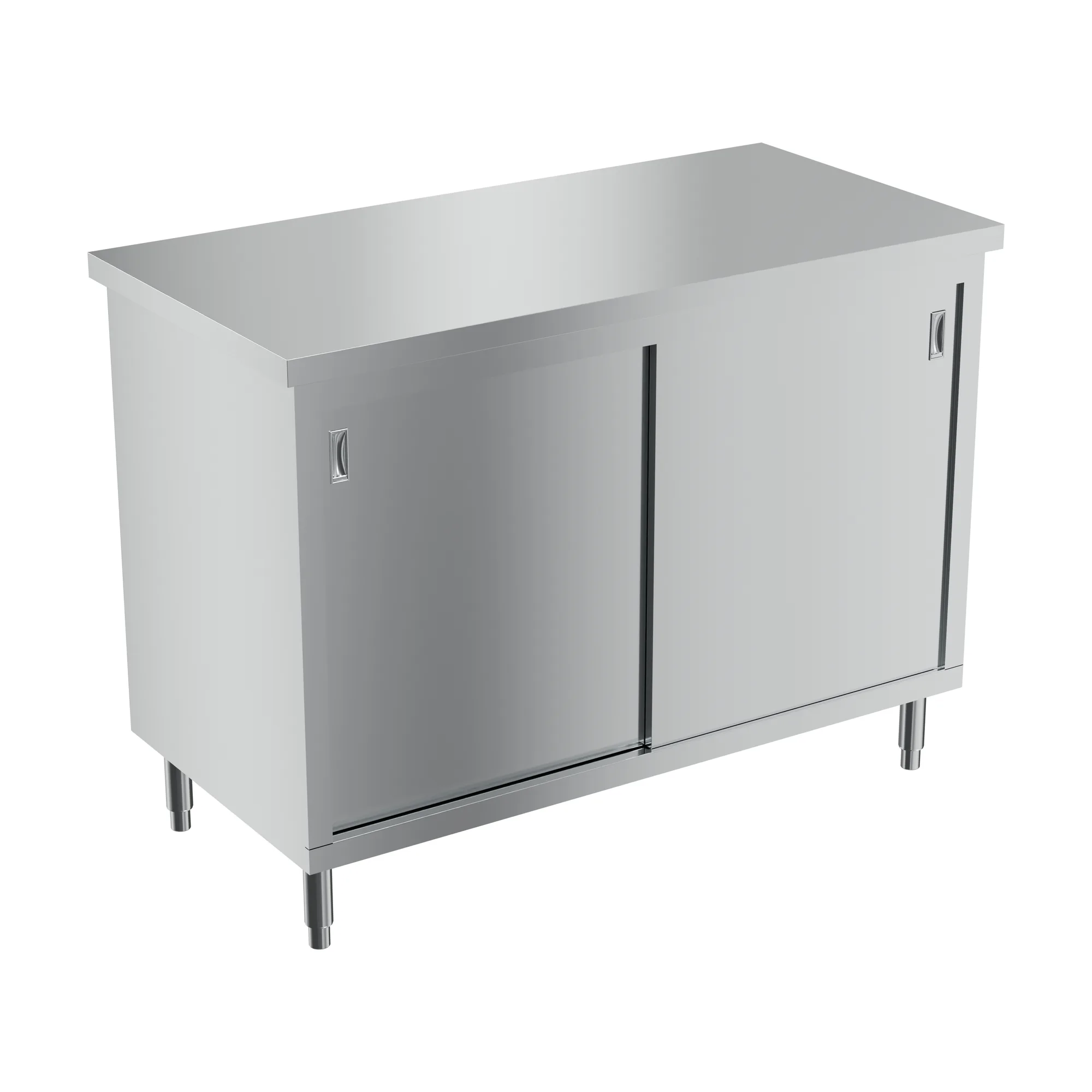 24″ x 48″ Stainless Steel Worktable With Cabinets and Sliding Doors