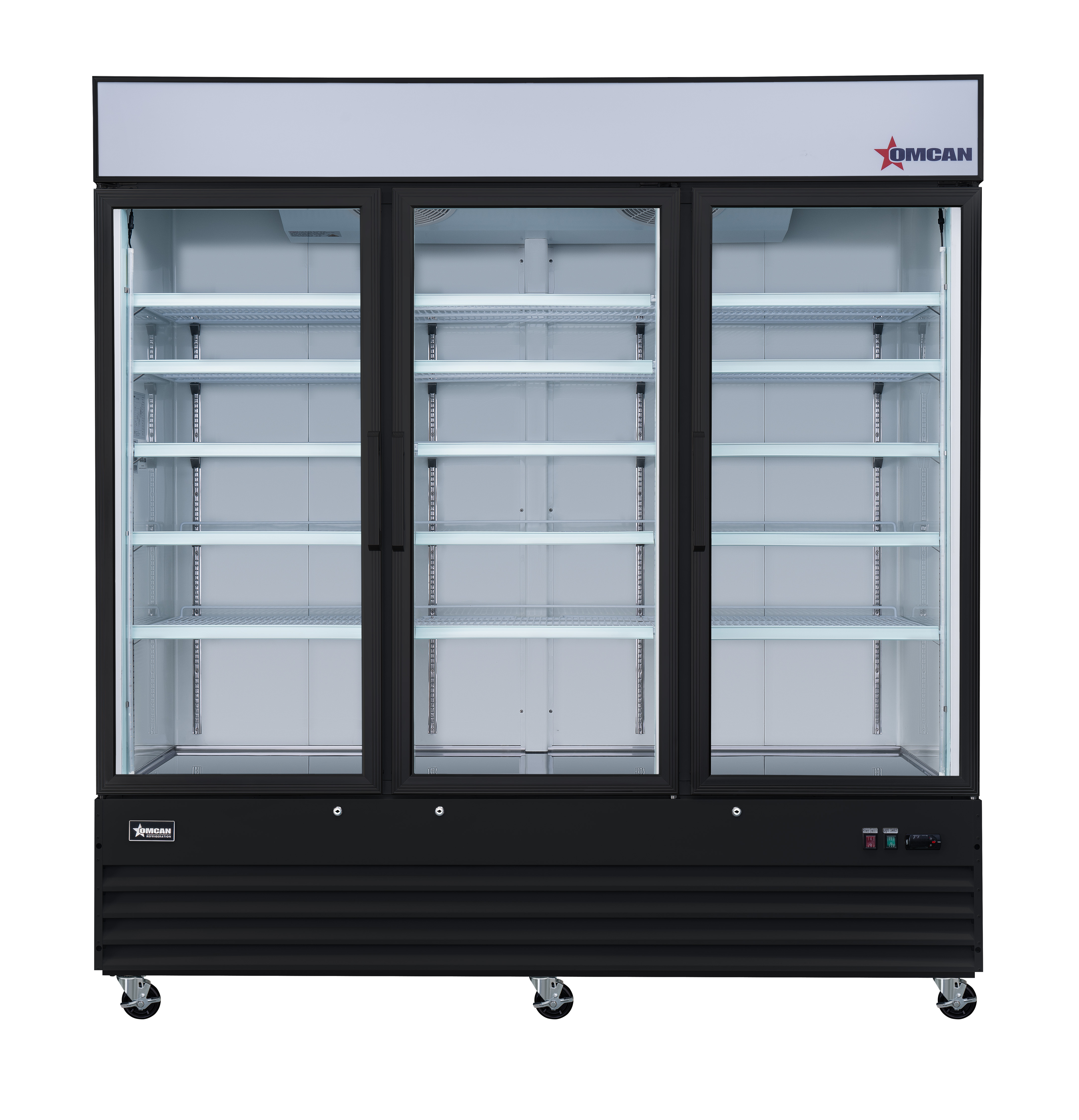 78" Three (3) Glass Door Refrigerator, 53 cu.ft. (1500 L), Black
