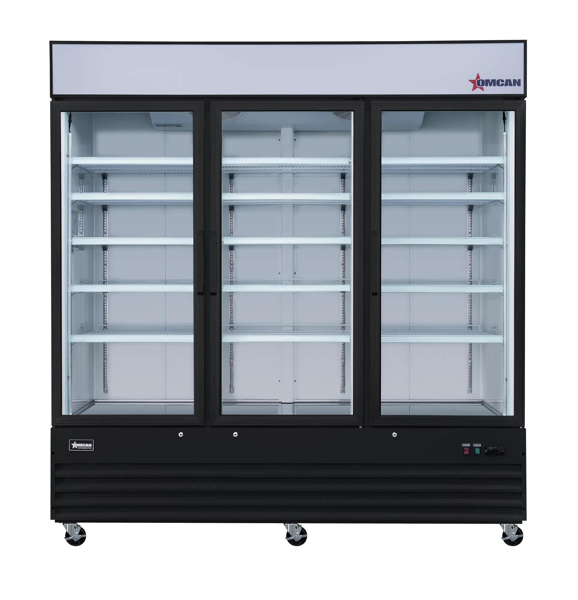 78" Three (3) Swing Glass Door Display Refrigerator, 53 cu.ft. (1500 L), Black