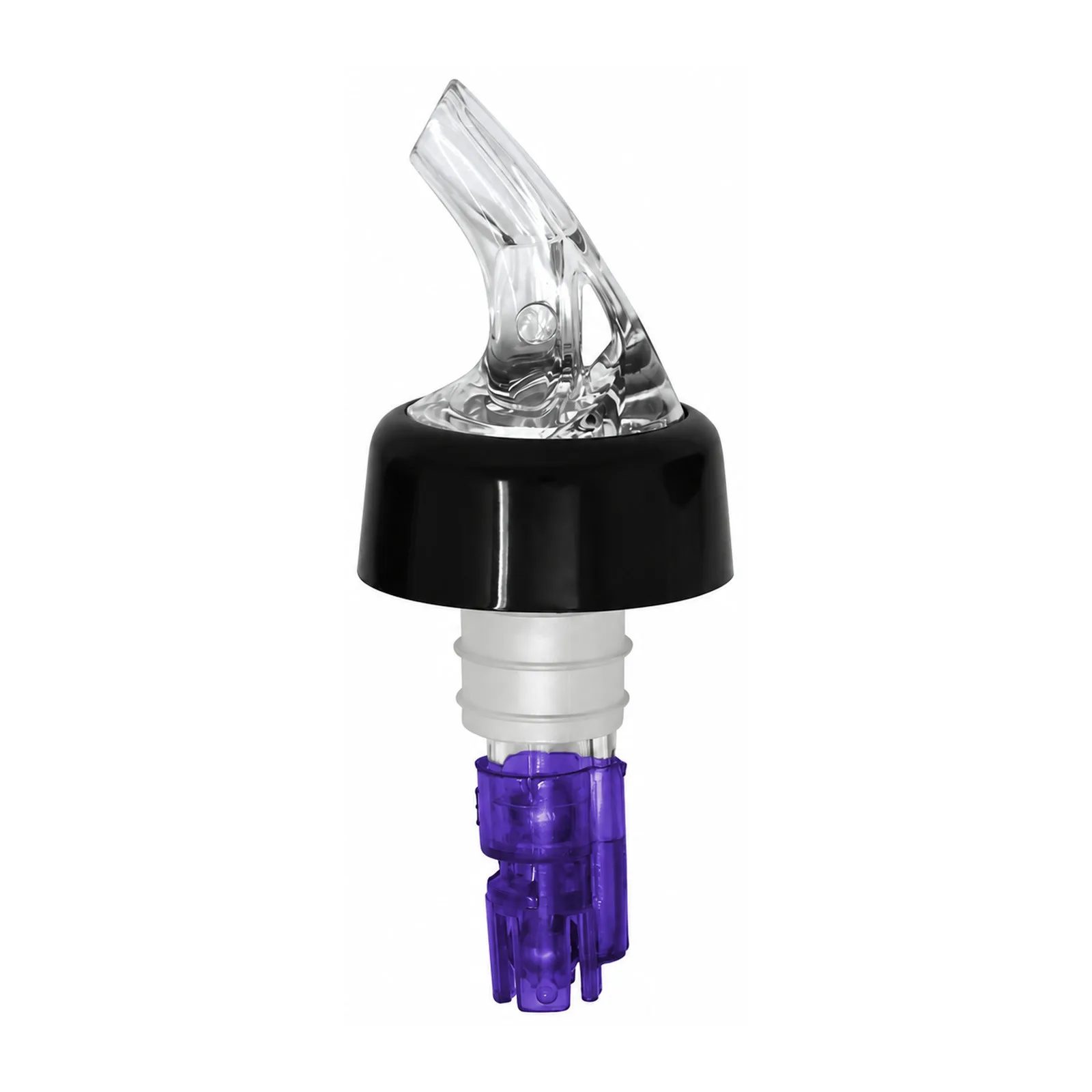 1 1/8 oz Clear Spout / Purple Tail Measured Liquor Pourer with Collar – 12/Pack