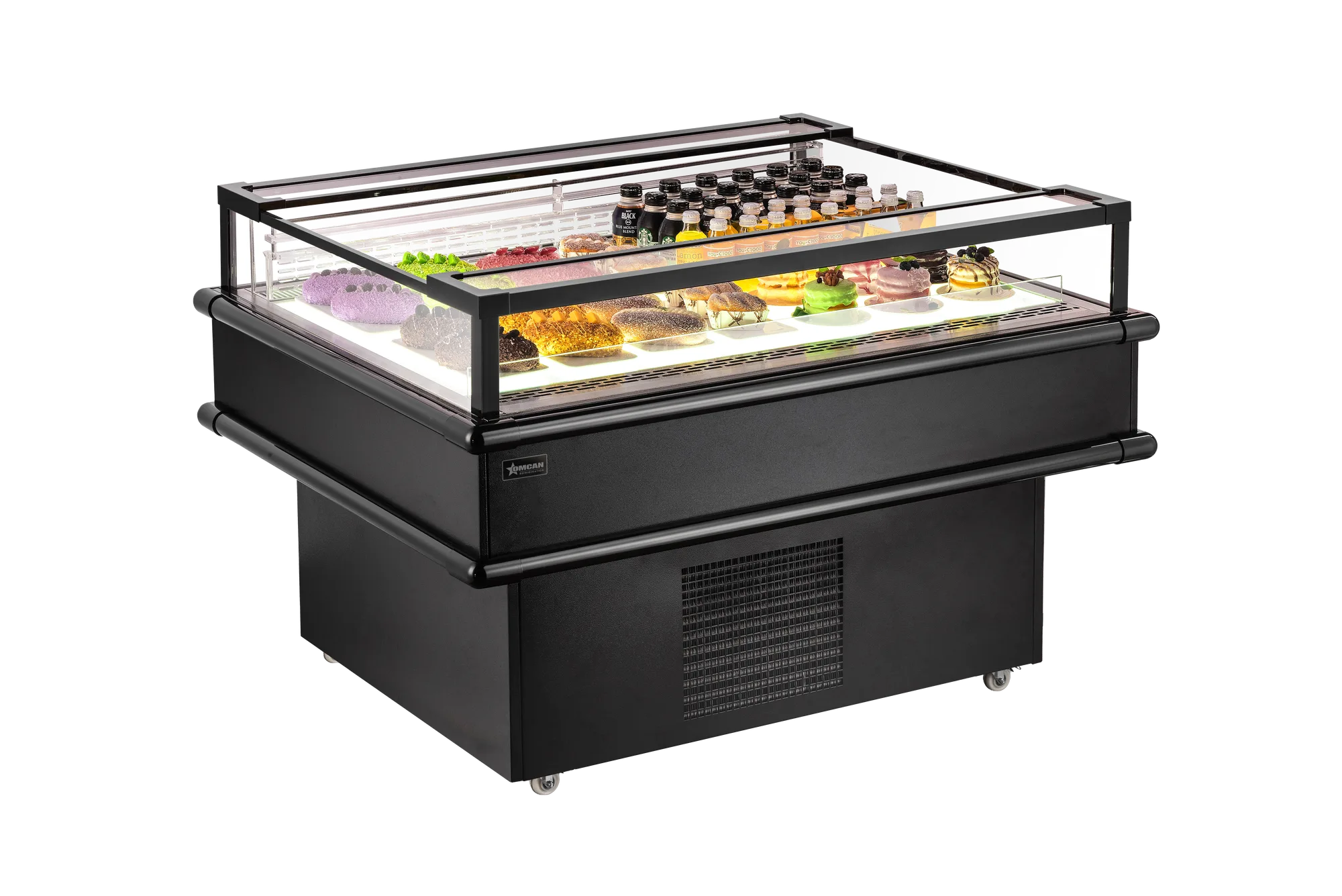 50″ x 37.5″ Refrigerated Island Top-Open Showcase, 5.7 cu. ft. (161 L), Black