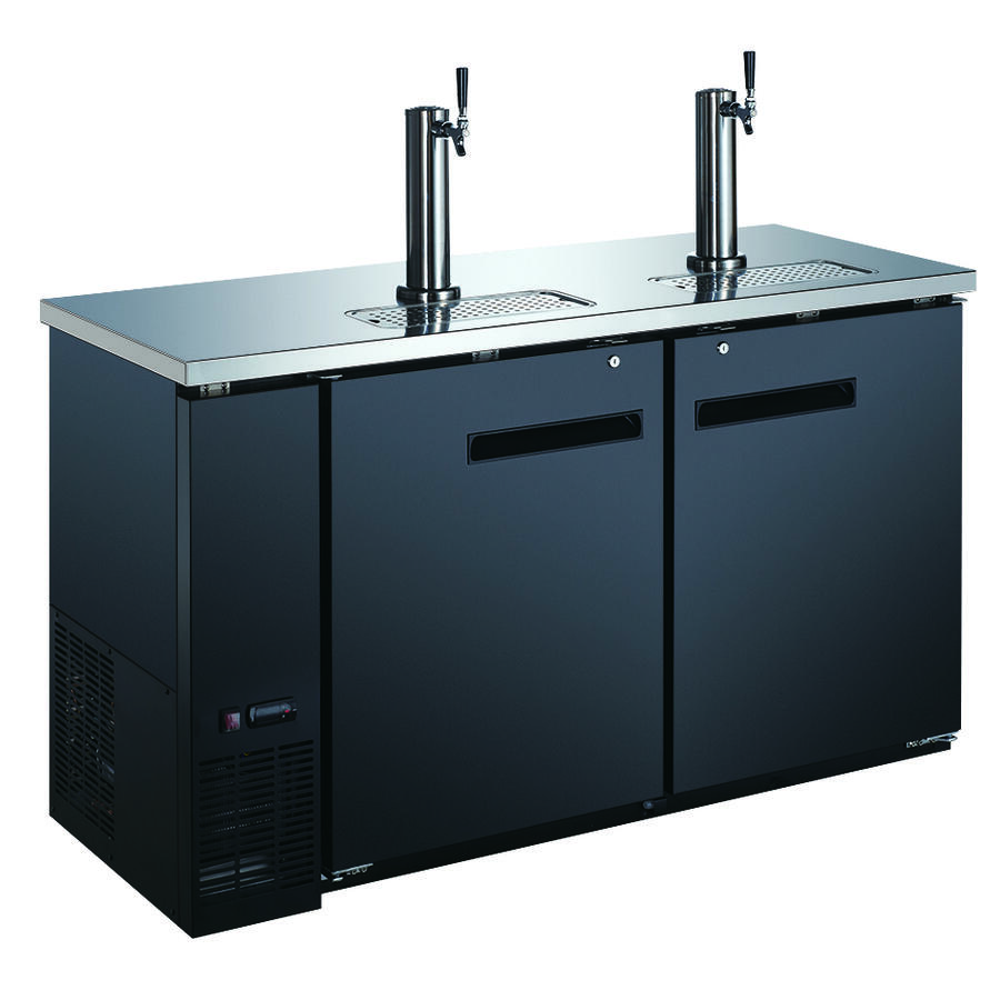 61″ Double Solid Doors Kegerator / Beer Dispenser with 2 Taps – 15.8 cu.ft. Capacity