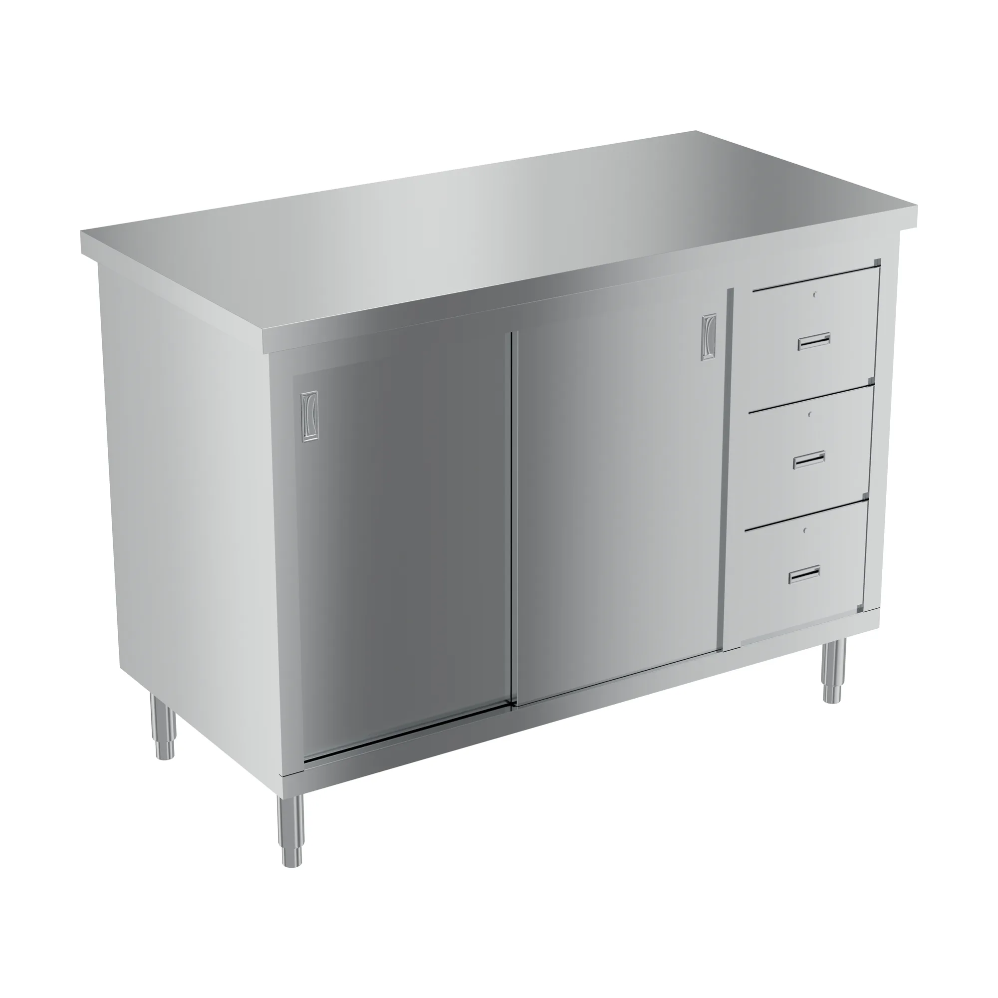 24″ x 48″ Stainless Steel Worktable With Cabinets And Drawers