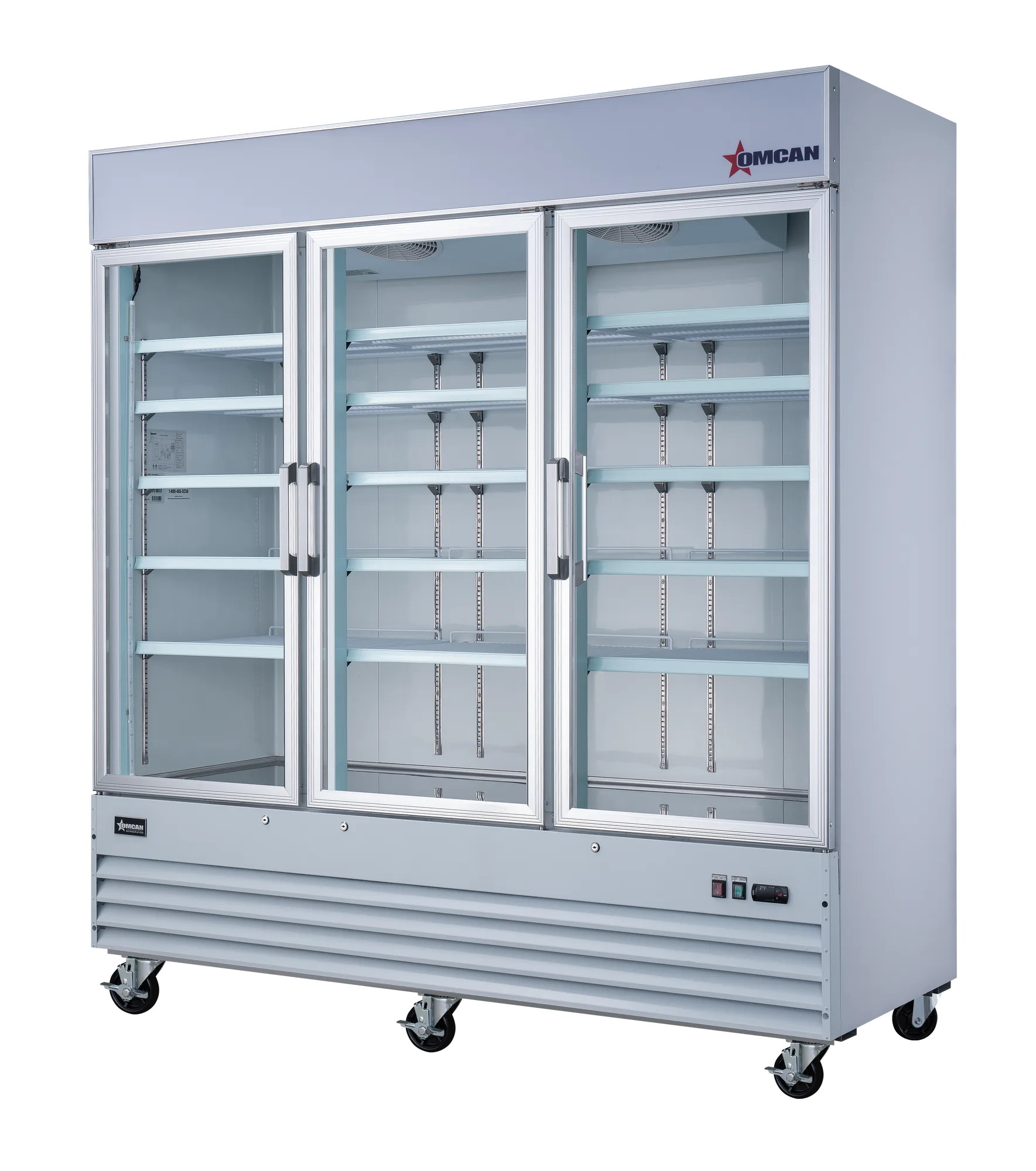 78″ Three (3) Swing Glass Door Display Refrigerator, 53 cu.ft. (1500 L), White