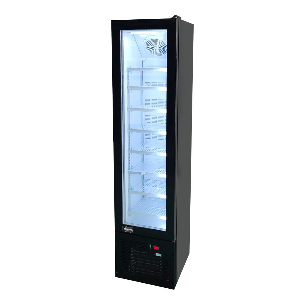 17″ Slim One (1) Glass Door Display Freezer, 3.7 cu. ft. (105 L), Black