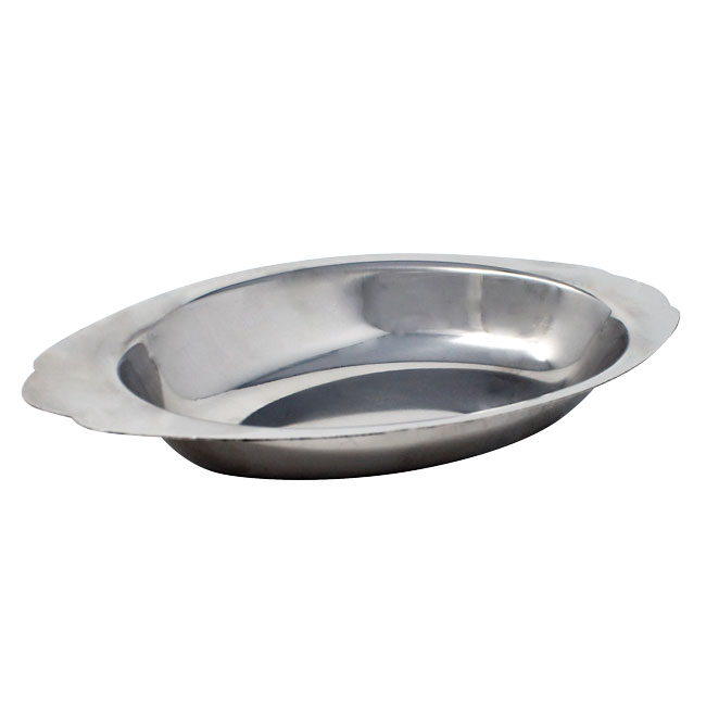 10″ Stainless Steel Au Gratin Oval Dish 20 oz