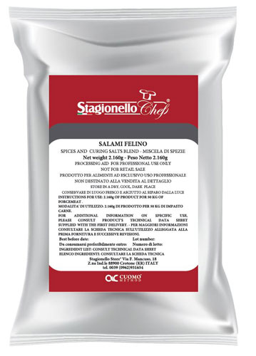 Stagionello Curing Salts and Spice Blends for Rapid Fermentation Salami Felino Salami 2.16 kg / bag