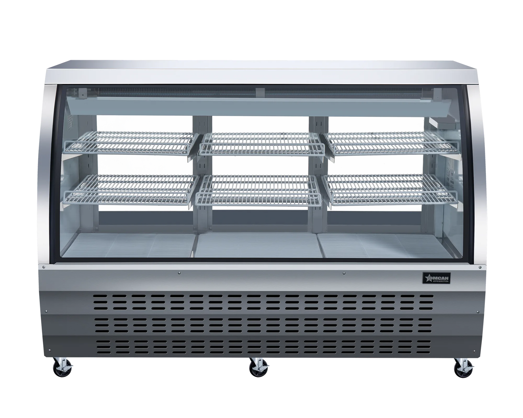 64″ Two (2) Shelf Floor Refrigerated Showcase, 22 cu. ft. (620 L), Stainless Steel