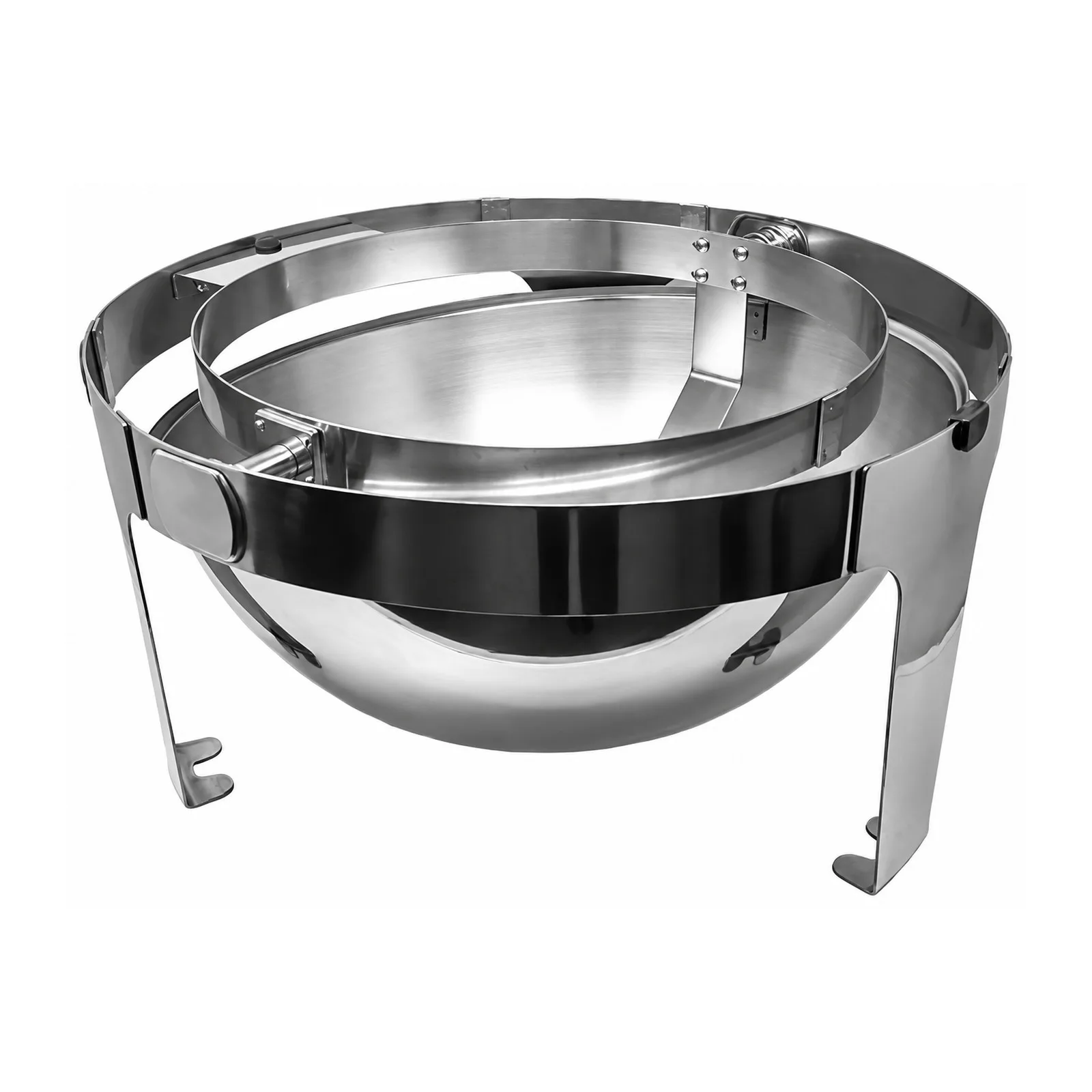6 qt (5.6 L) Stainless Steel Round Chafing Dish with Roll Top Lid