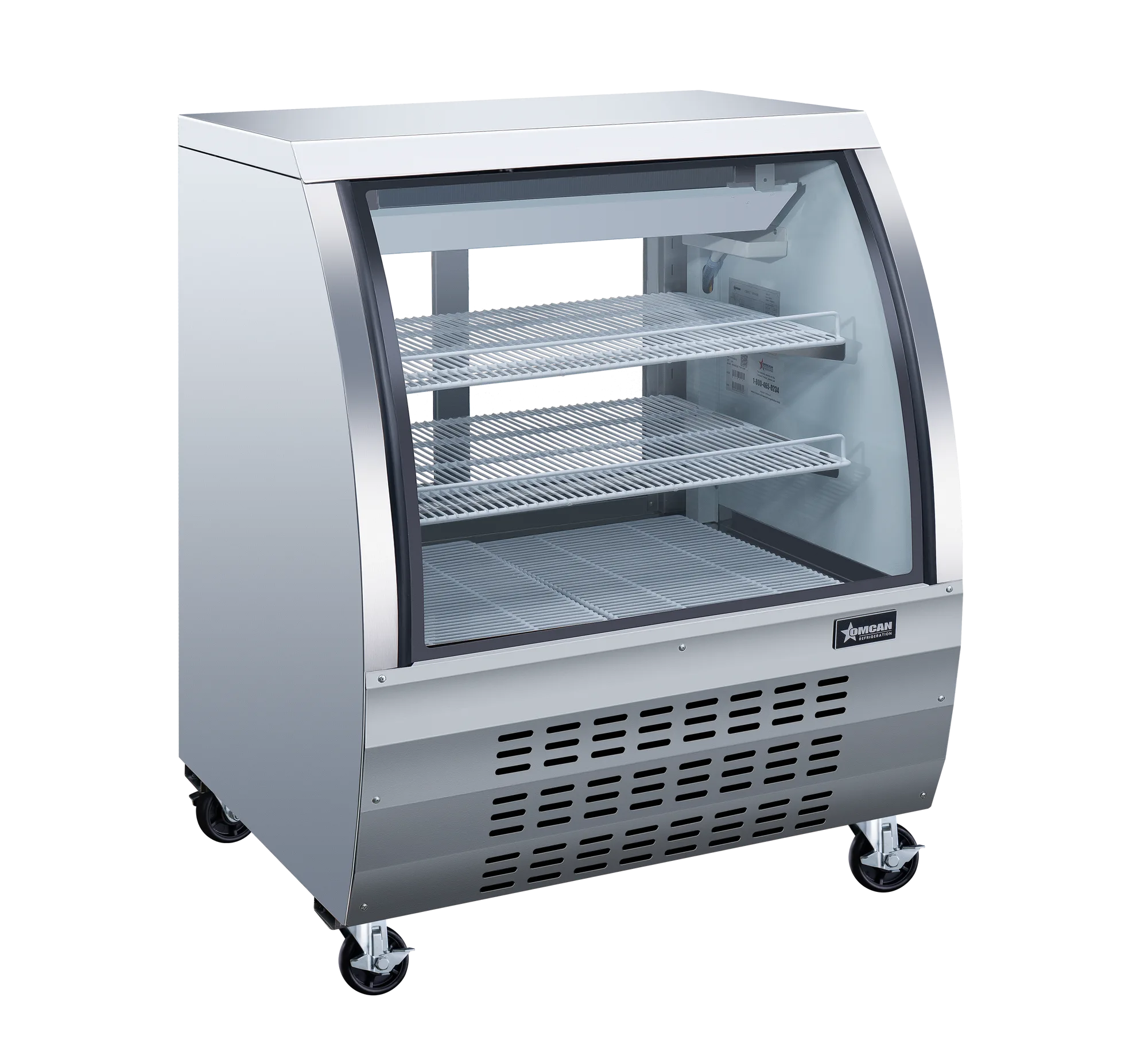 36″ Two (2) Shelf Floor Refrigerated Showcase, 11.6 cu. ft. (328 L), Stainless Steel
