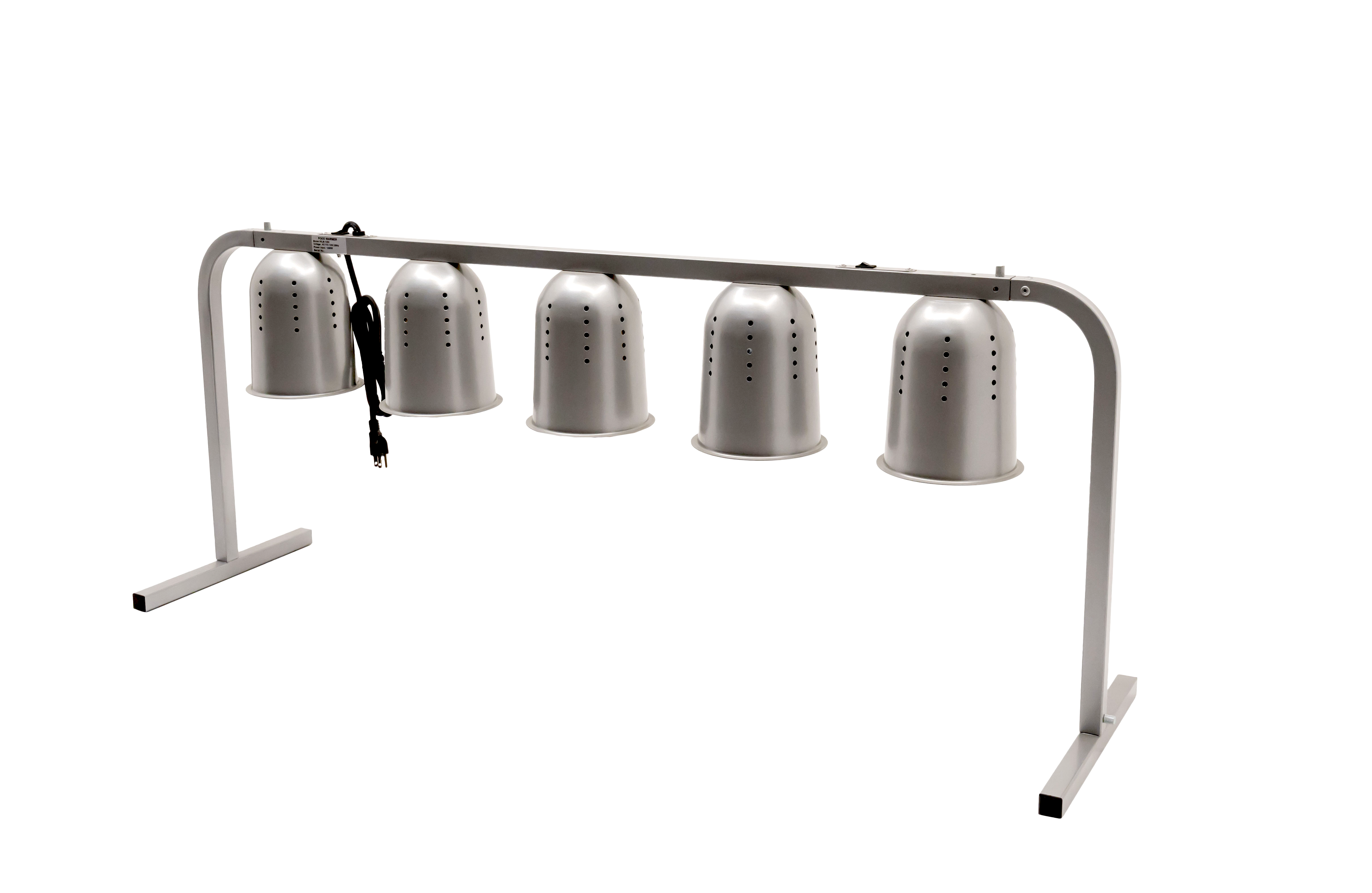 5-Bulb Commercial Portable Heat Lamp, Silver -  5 x 250W, 110V/60Hz/1Ph