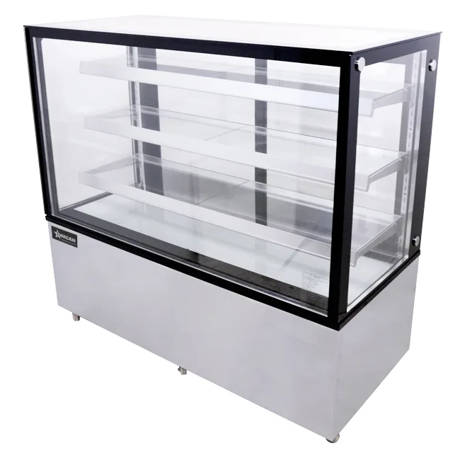 60″ Three (3) Shelf Square Glass Floor Refrigerated Display Case, 23 cu. ft. (670 L), Stainless steel