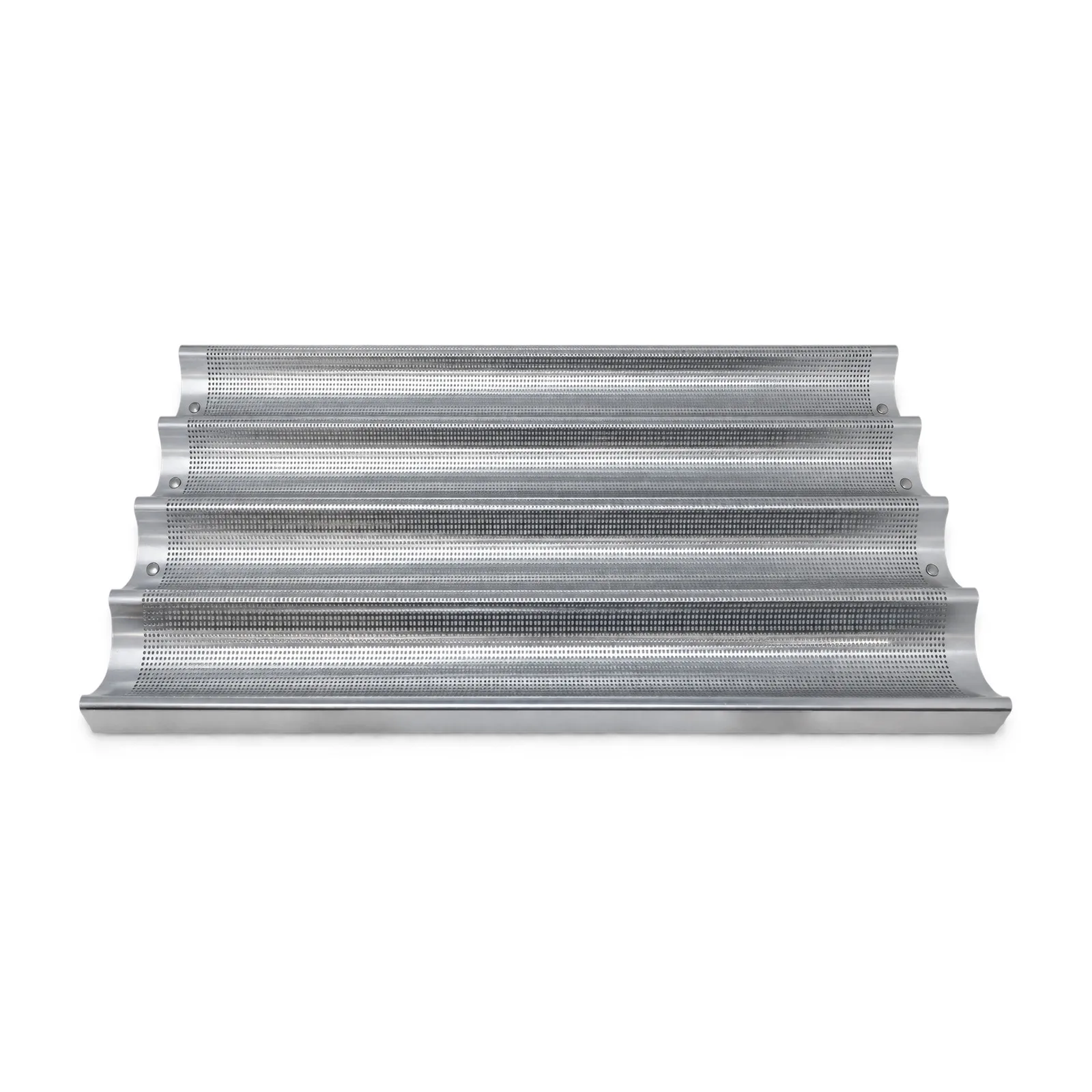 26″ x 18″ Baguette / French Bread Pan, Glazed Aluminum, 4-Loaf 26″ x 3 7/8″ Compartments