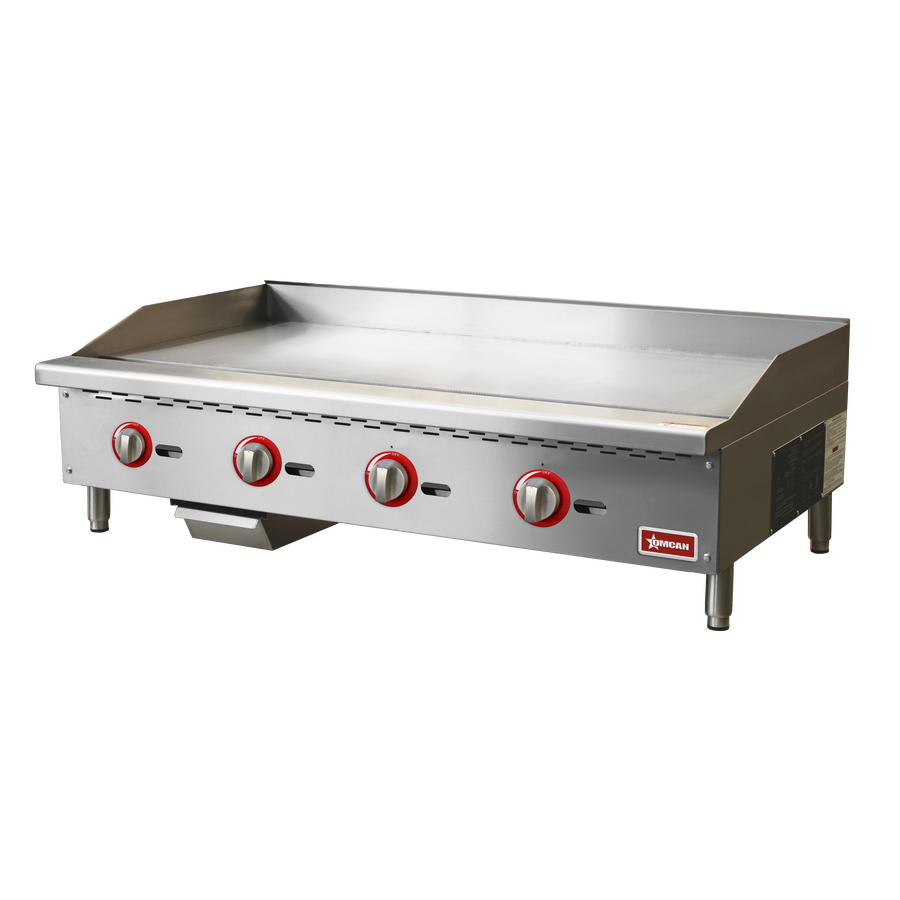 48″ 4-Burner Stainless Steel Gas Griddle with Manual Control, Natural Gas / Propane – 120,000 BTU