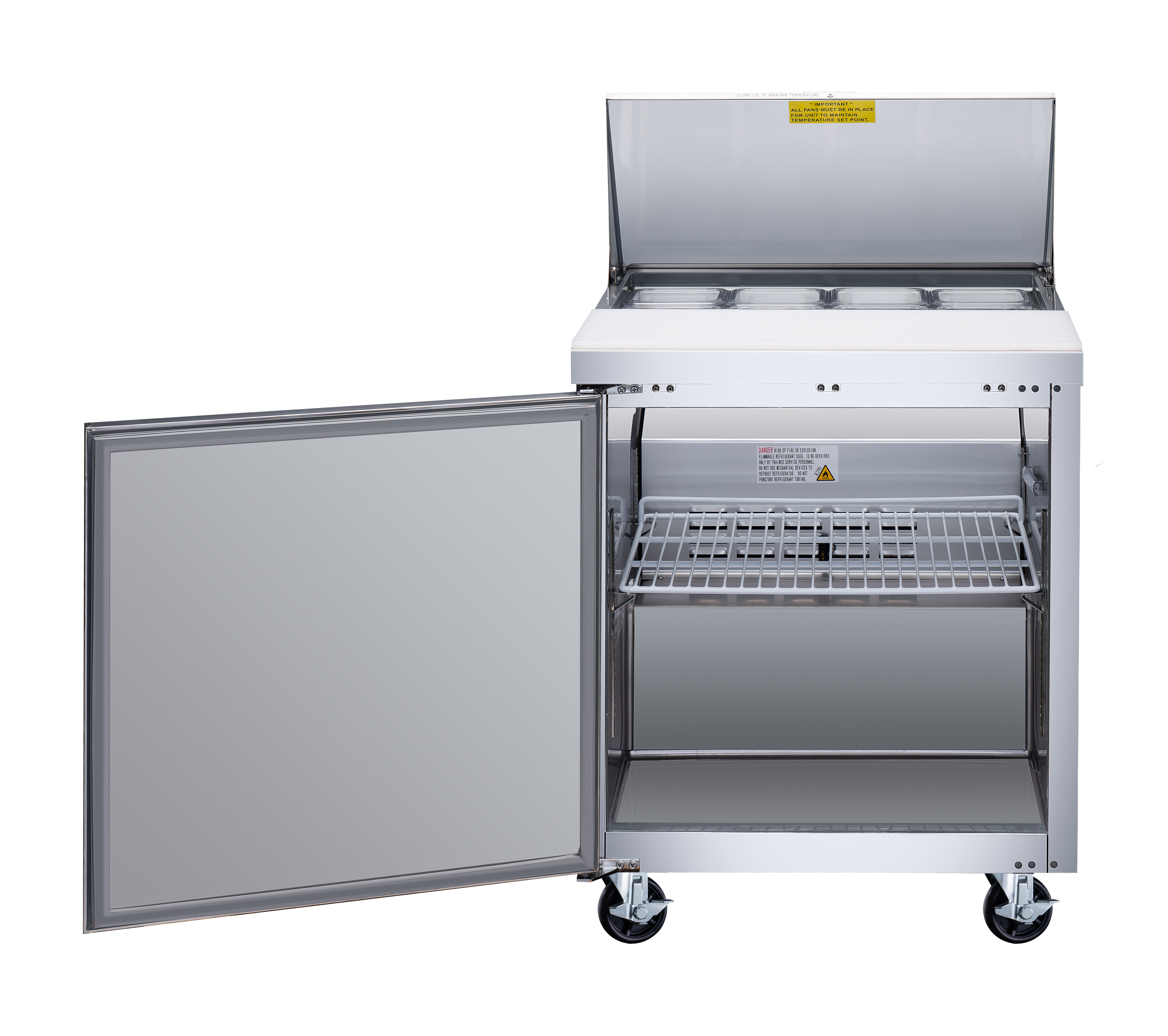 28″ One (1) Door Refrigerated Prep Table, 5.7 cu.ft. (161 L), Stainless Steel, Left Hand Opening