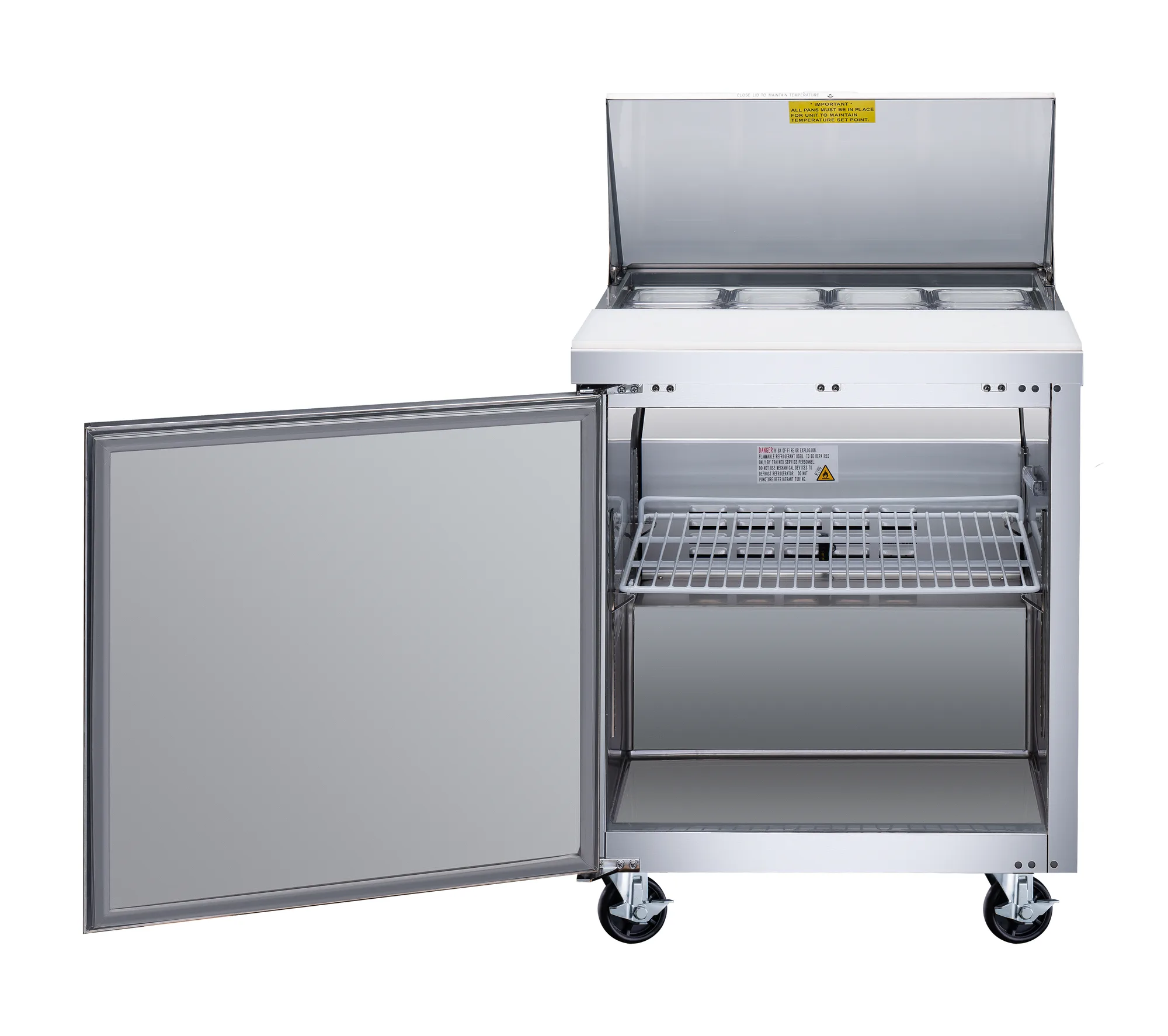 28″ One (1) Door Refrigerated Prep Table, 5.7 cu. ft. (161 L), Stainless Steel, Left Hand Opening