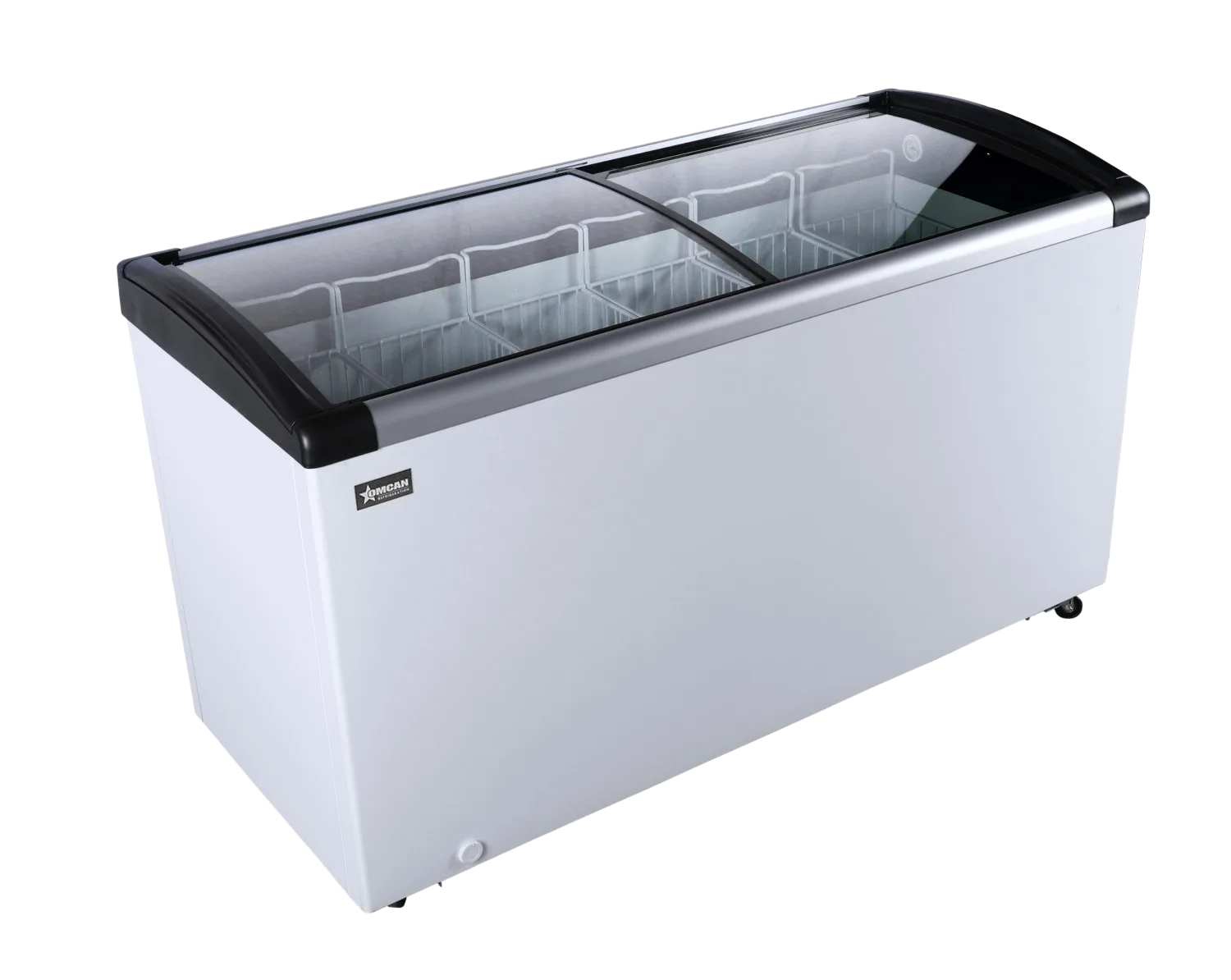 57″ Two (2) Door Ice Cream Display Chest Freezer with Curved Glass Top, 9.3 cu. ft. (263 L)