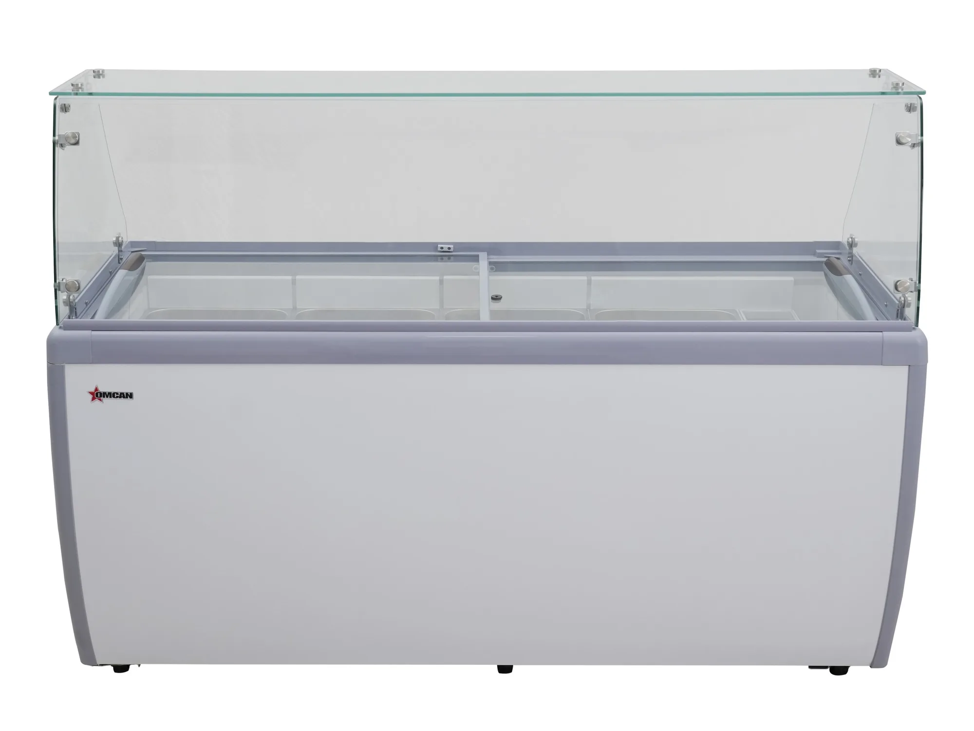 71″ Thirteen (13) Pan Gelato Dipping Cabinet with Flat Sneeze Guard and Pans (WITHOUT SNEEZE GUARD)