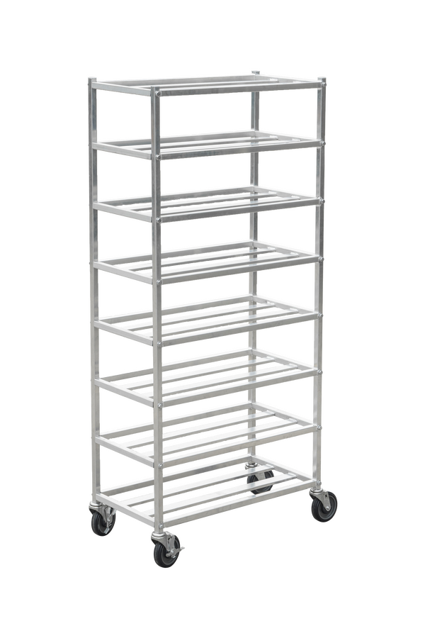 Aluminum Universal Rack for 10″ x 30″ & 12″ x 30″ meat trays with 8 slides and 8″ spacing