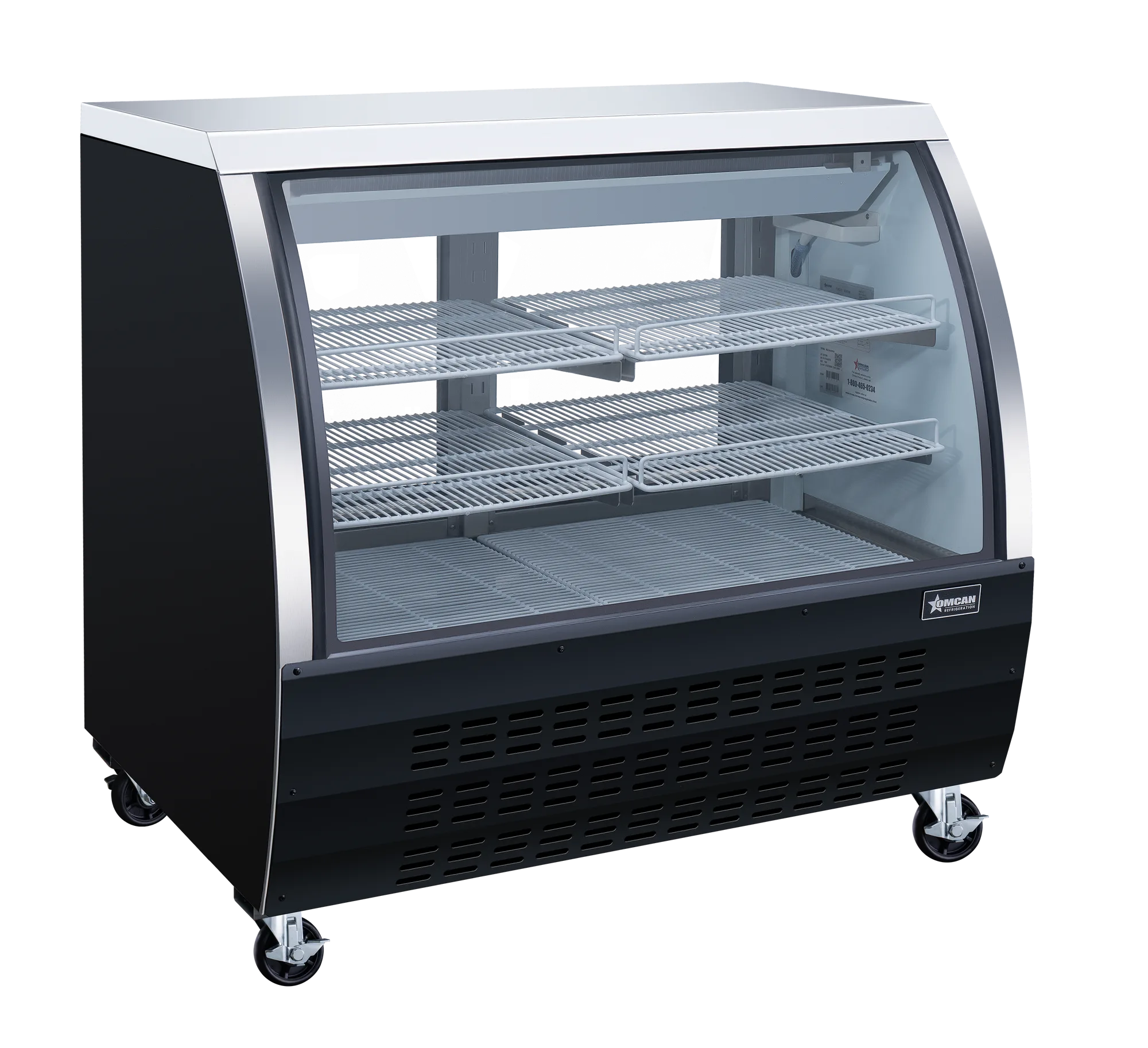 47″ Two (2) Shelf Floor Refrigerated Showcase, 18 cu. ft. (508 L), Black