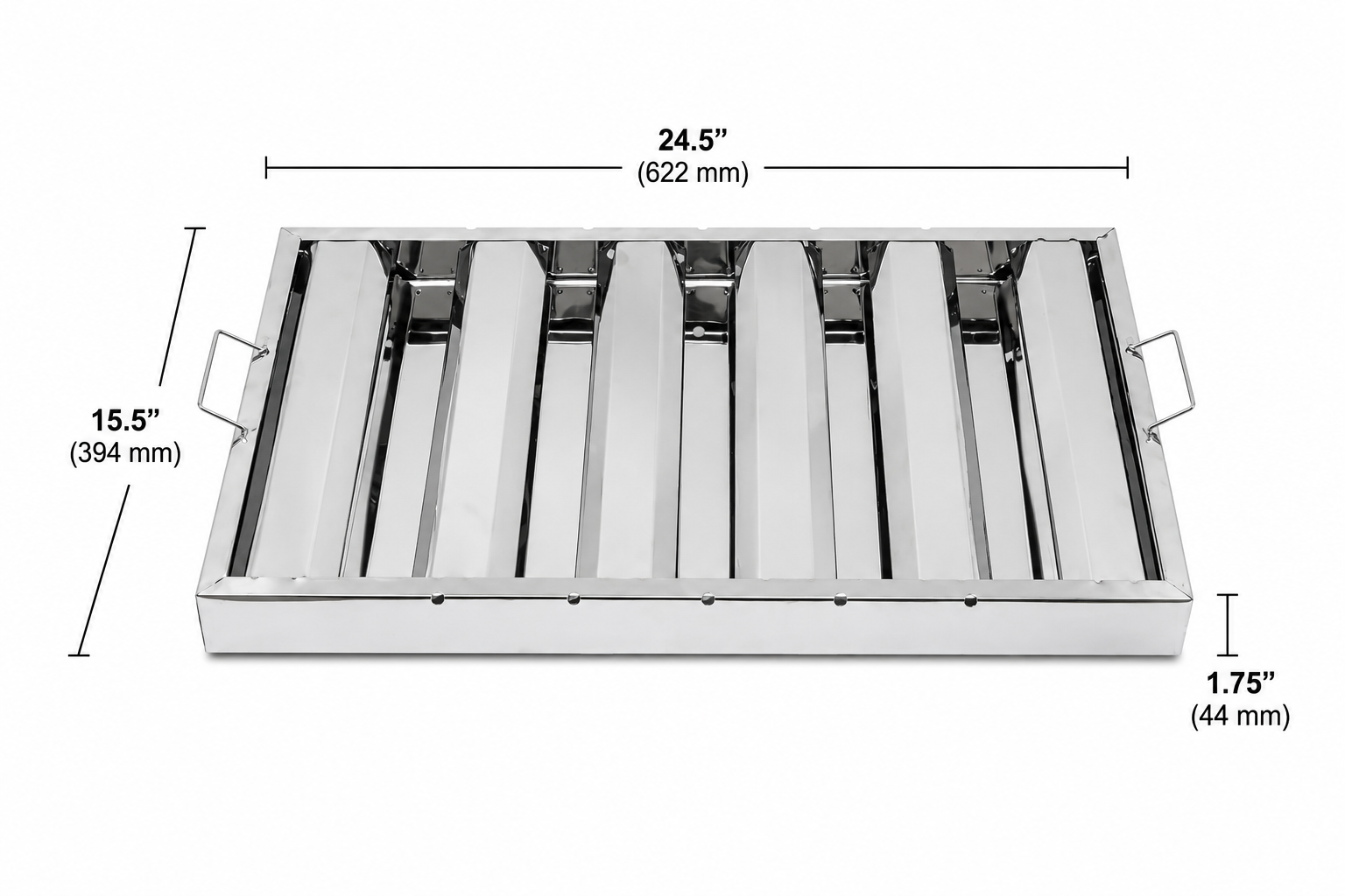 16″(H) x 25″(W) x 2″(T) Stainless Steel Range Hood Filter