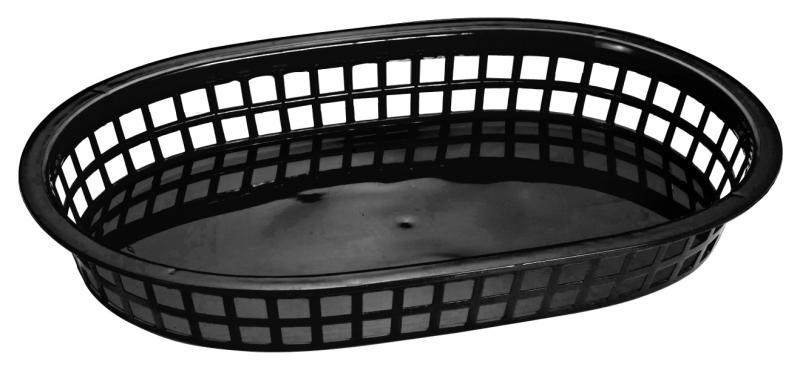 10″ x 7″ Plastic Oval Fast Food Serving Basket – Black