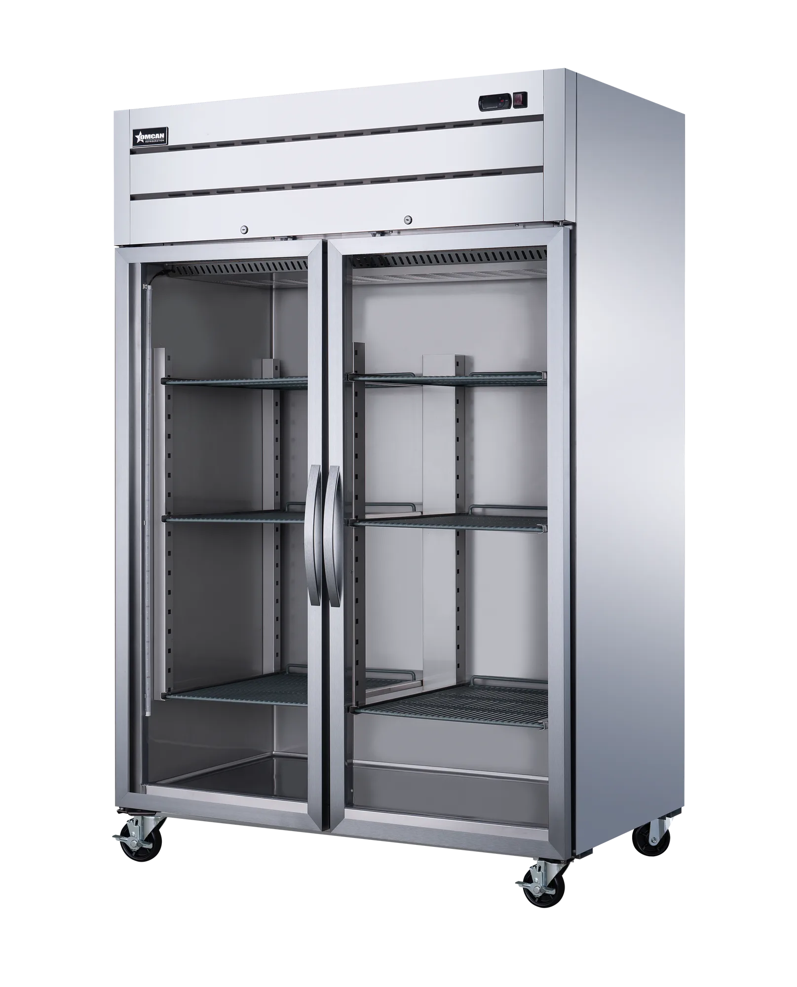 54″ Two (2) Glass Door Top Mounted Reach-In Refrigerator, 43.1 cu. ft. (1220 L), Stainless Steel
