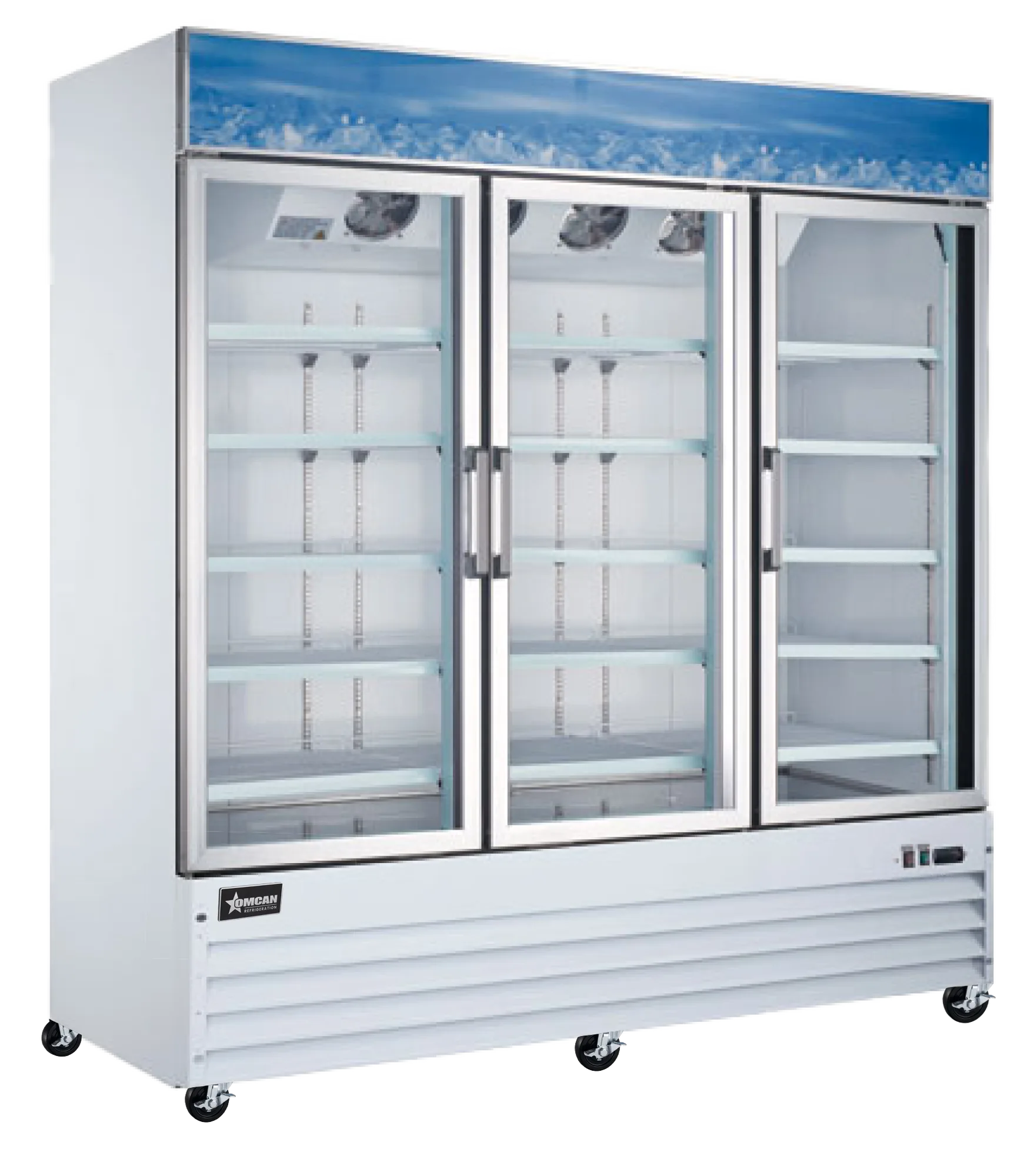 80″ Three (3) Glass Door Display Freezer, 52.3 cu. ft. (1480 L), White
