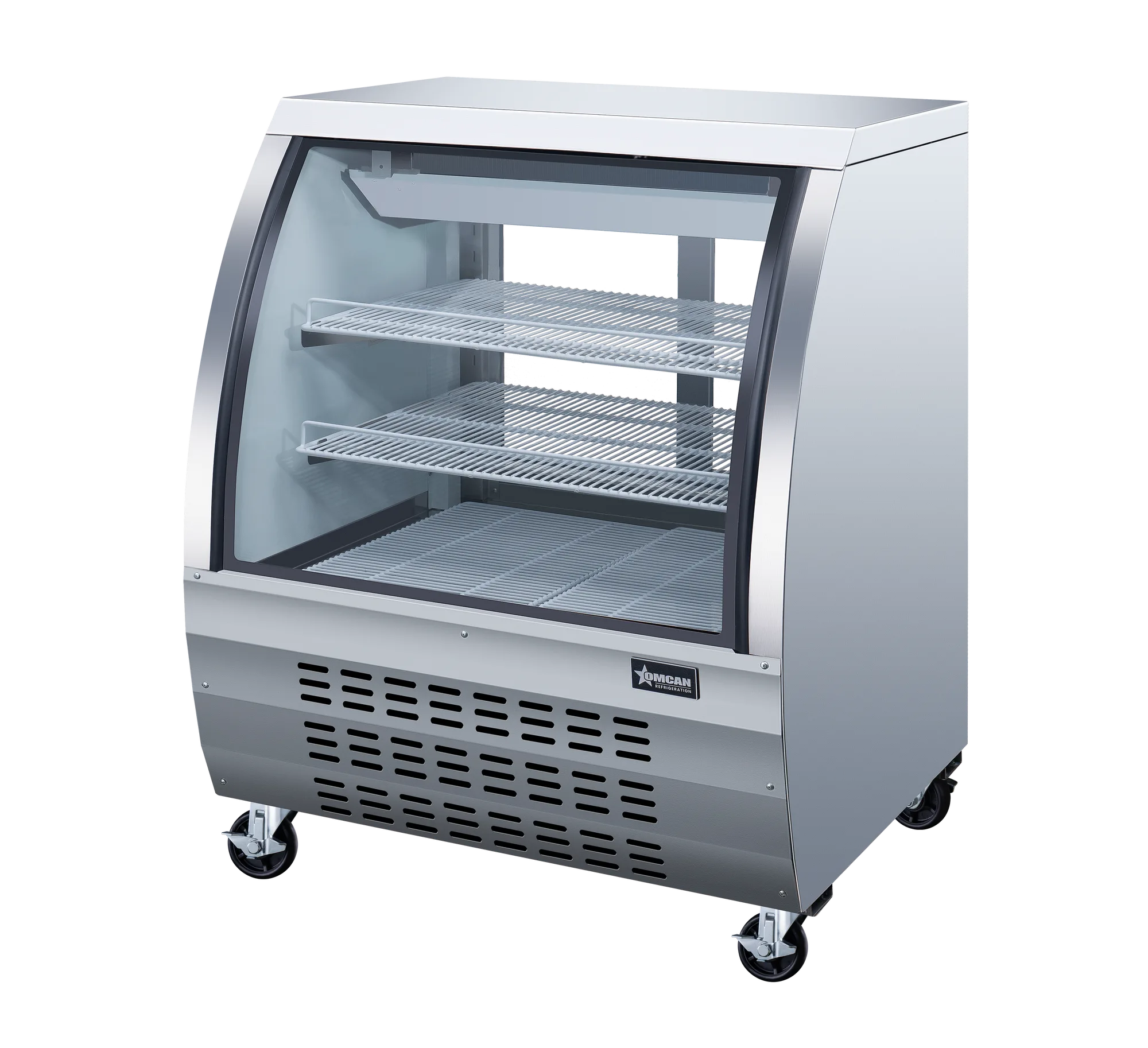 36″ Two (2) Shelf Floor Refrigerated Showcase, 11.6 cu. ft. (328 L), Stainless Steel