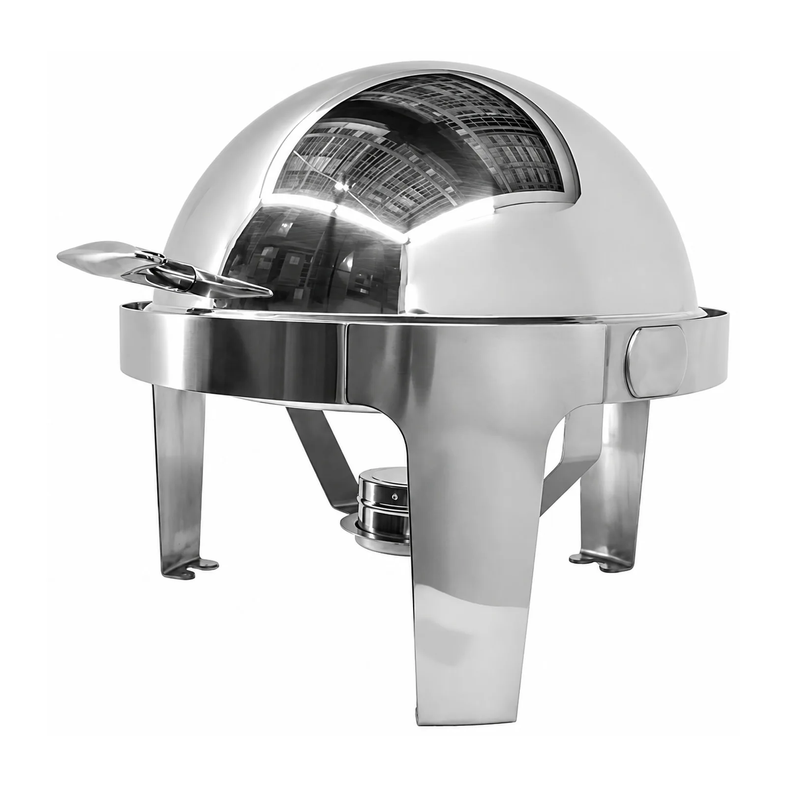 6 qt (5.6 L) Stainless Steel Round Chafing Dish with Roll Top Lid