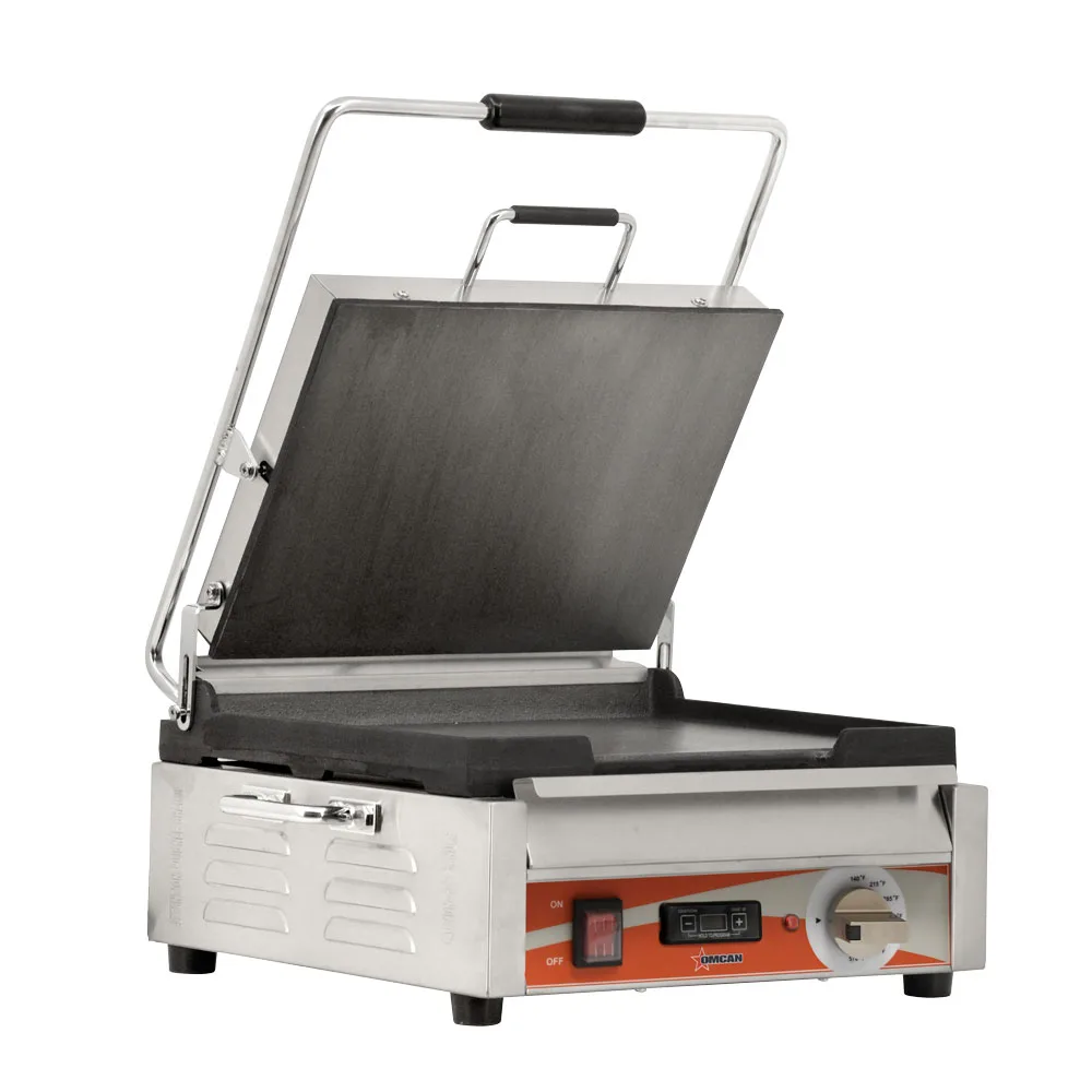 Single Panini Grill with Smooth Plates and Timer – 12″ x 15″ Cooking Surface – 120 V, 1800 W