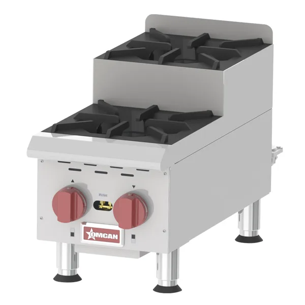 2-Burner 12" Countertop Stainless Steel Step-Up Gas Hot Plates