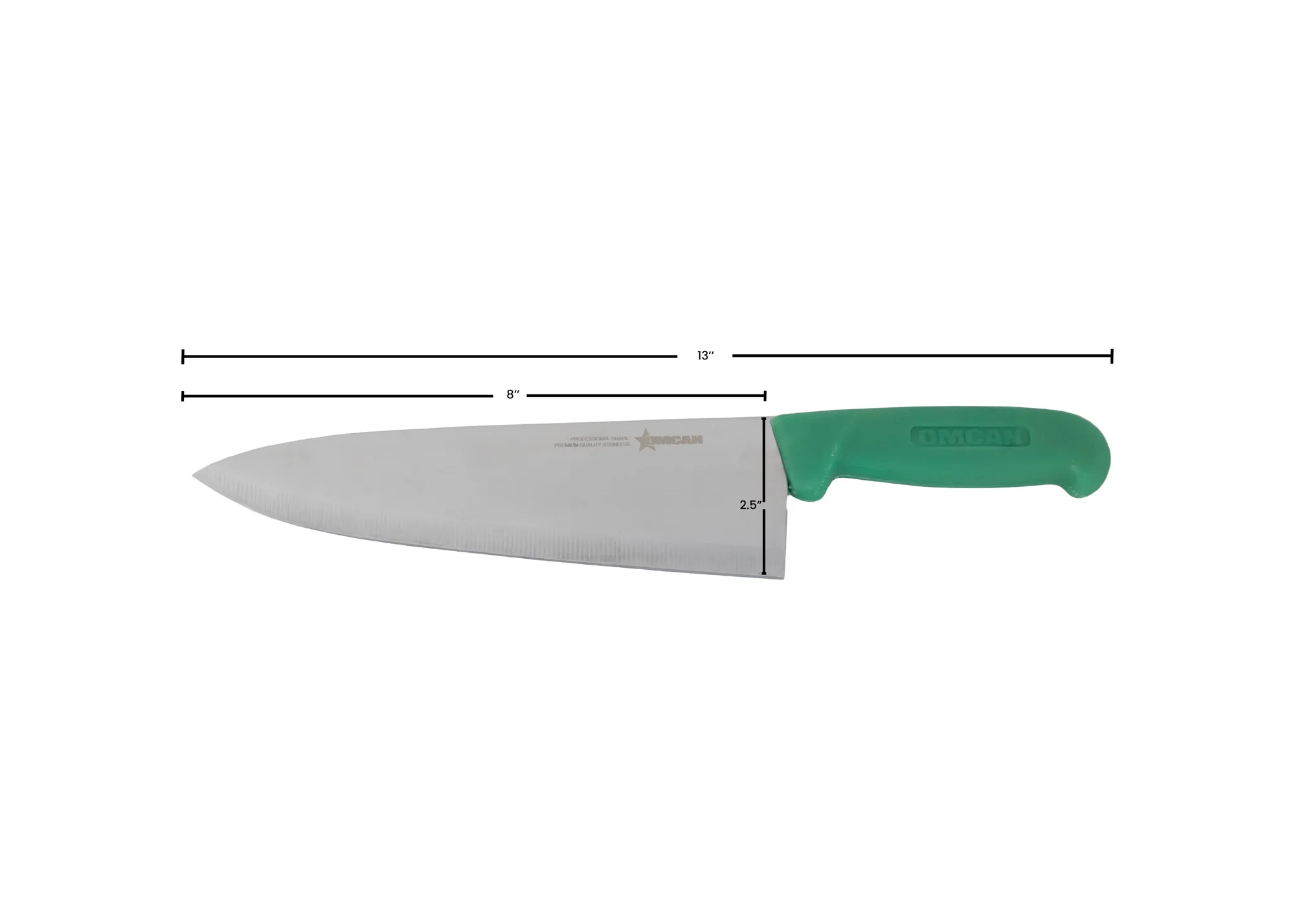 8″ Medium Cook Knife with Green Polypropylene Handle