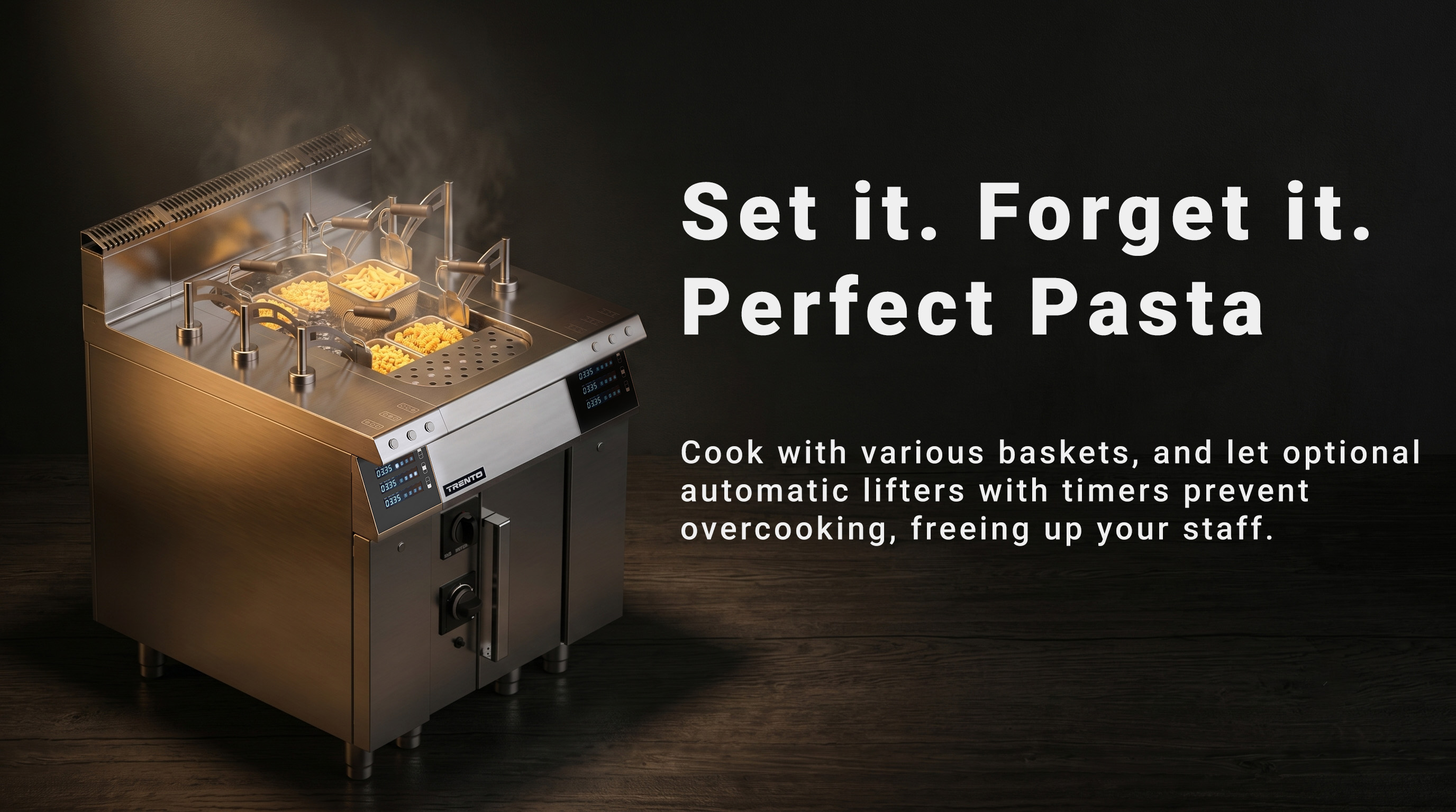 Trento 12 Gallon (45L) Natural Gas Pasta Cooker, Double Burner – 78,000 BTU