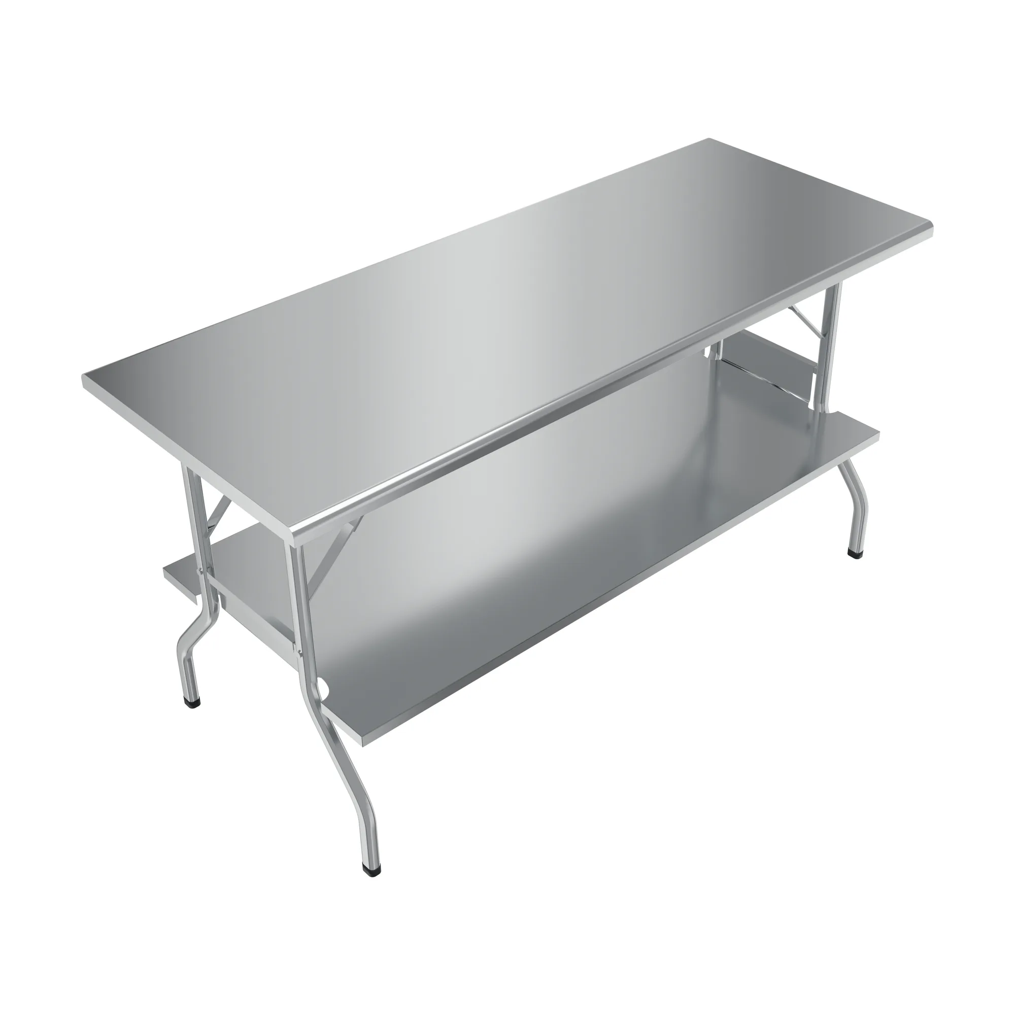 24″ x 60″ 18 Gauge 430 Stainless Steel Folding Table with Undershelf