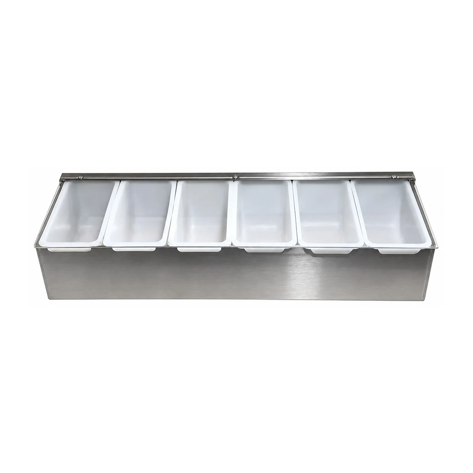 Stainless Steel 6-Compartment Condiment Holder with Clear Cover